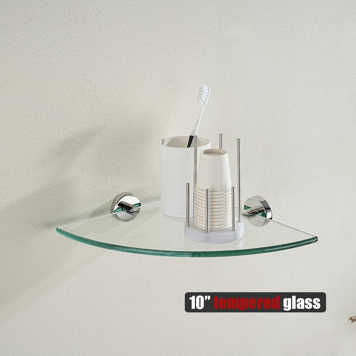 Estante de vidrio triangular JQK 34x34 cm cromo pulido 2 unidades