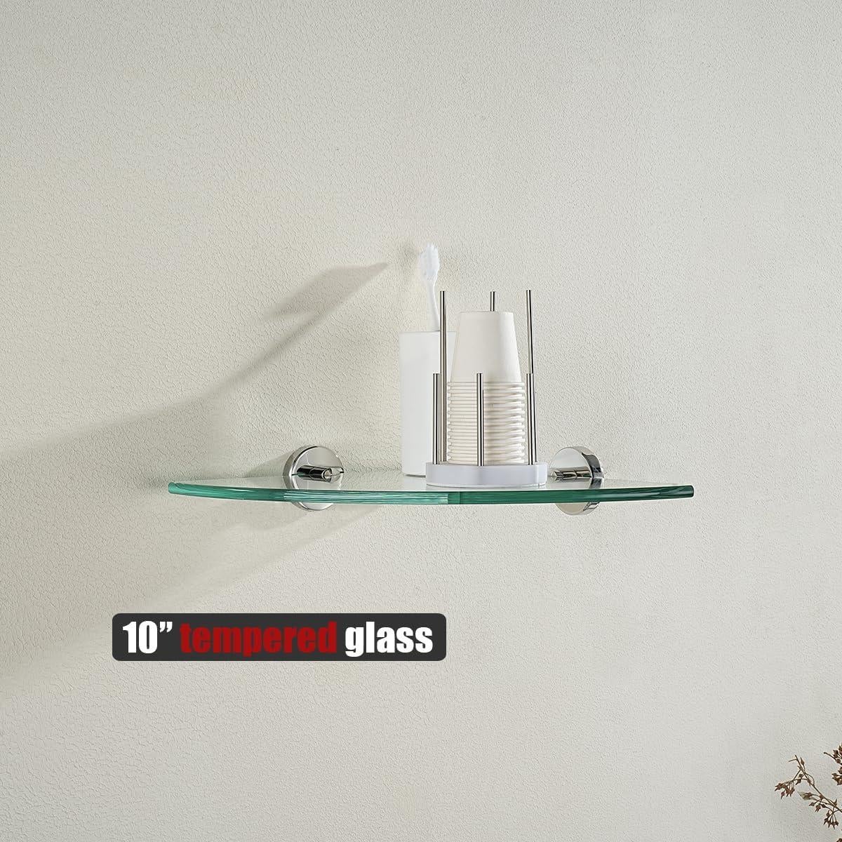 Estante de vidrio triangular JQK 34x34 cm cromo pulido 2 unidades