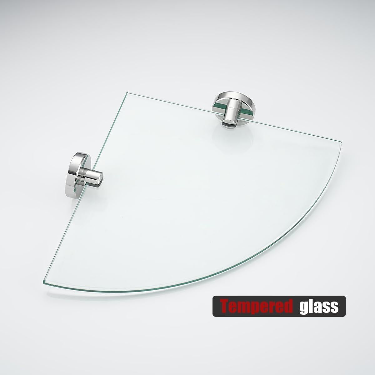 Estante de vidrio triangular JQK 34x34 cm cromo pulido 2 unidades