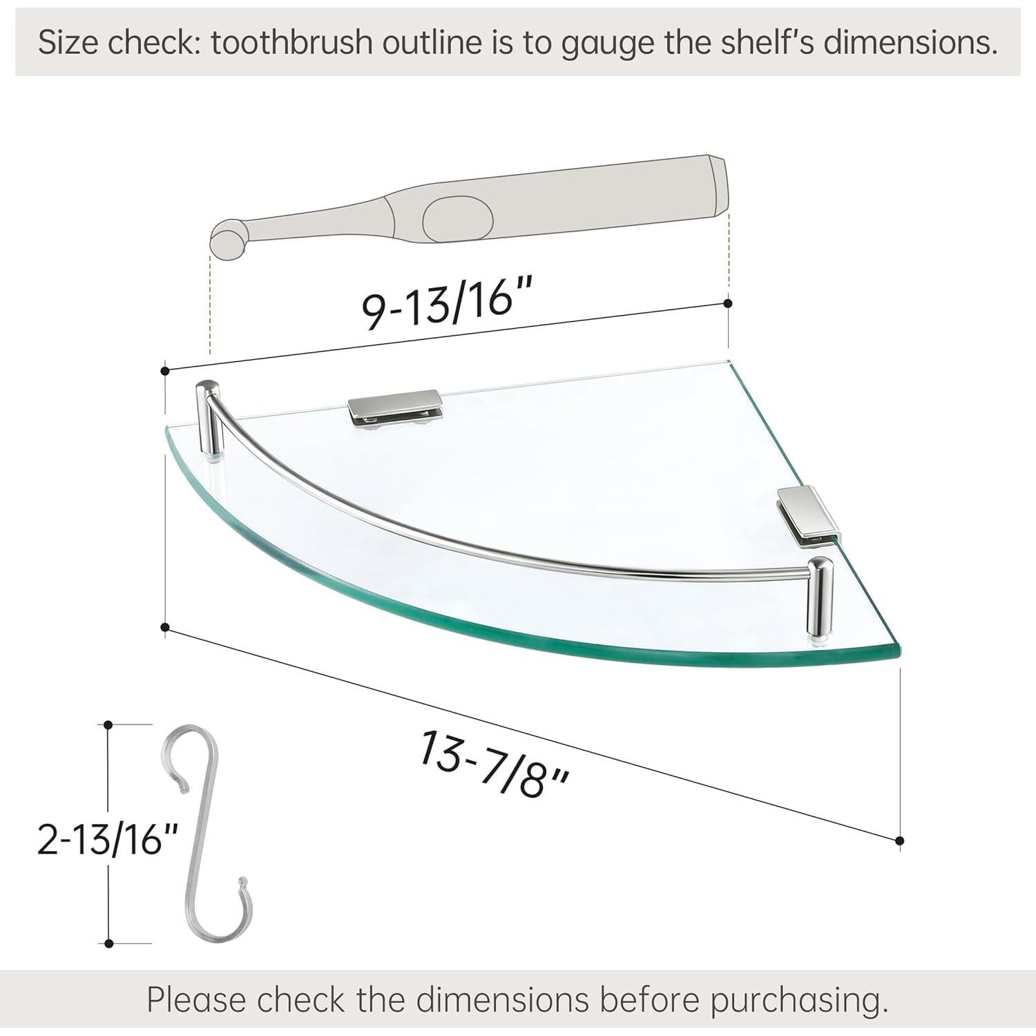 Estante de Esquina de Vidrio KES BGS2101A 7mm Acero Inoxidable