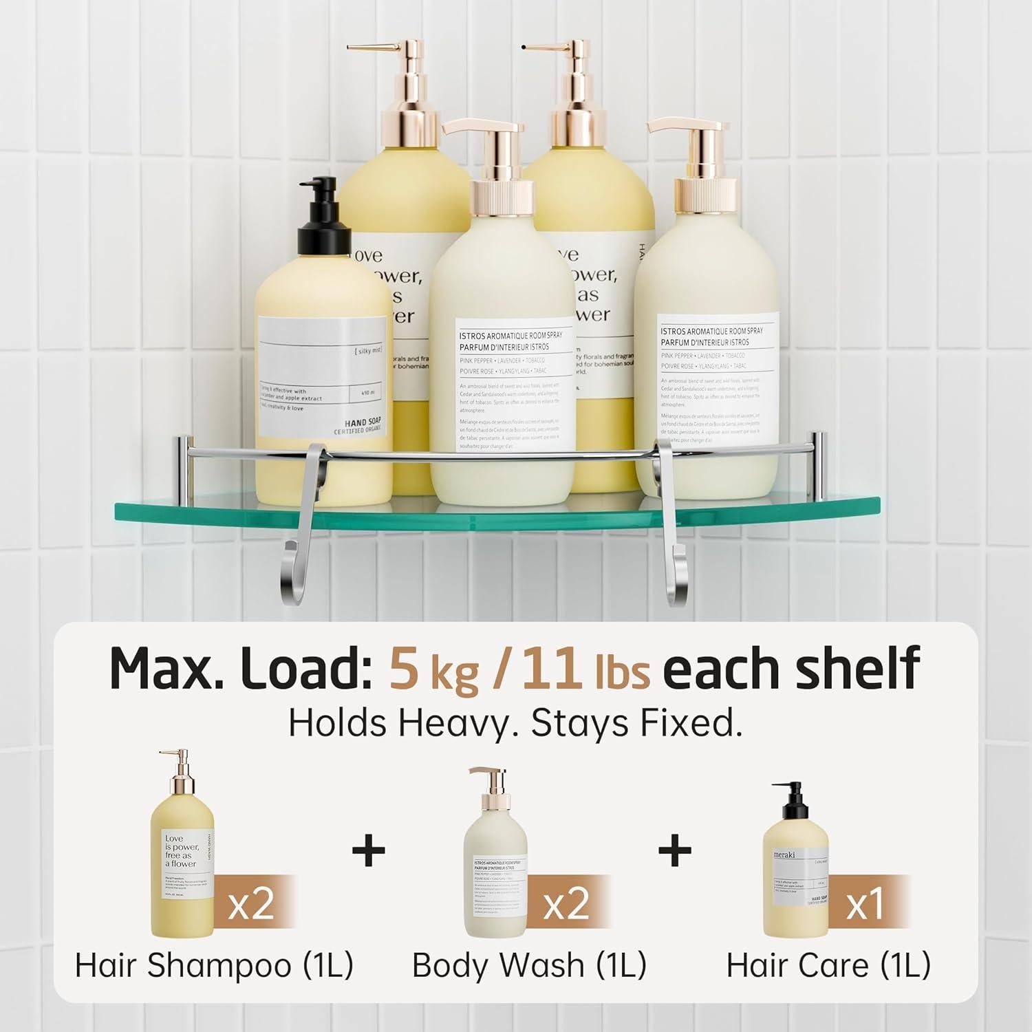 Estante de Esquina de Vidrio KES BGS2101A 7mm Acero Inoxidable