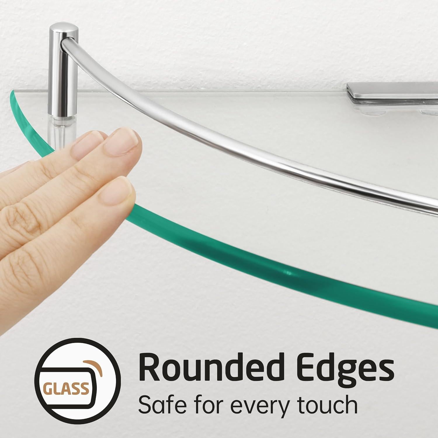 Estante de Esquina de Vidrio KES BGS2101A 7mm Acero Inoxidable