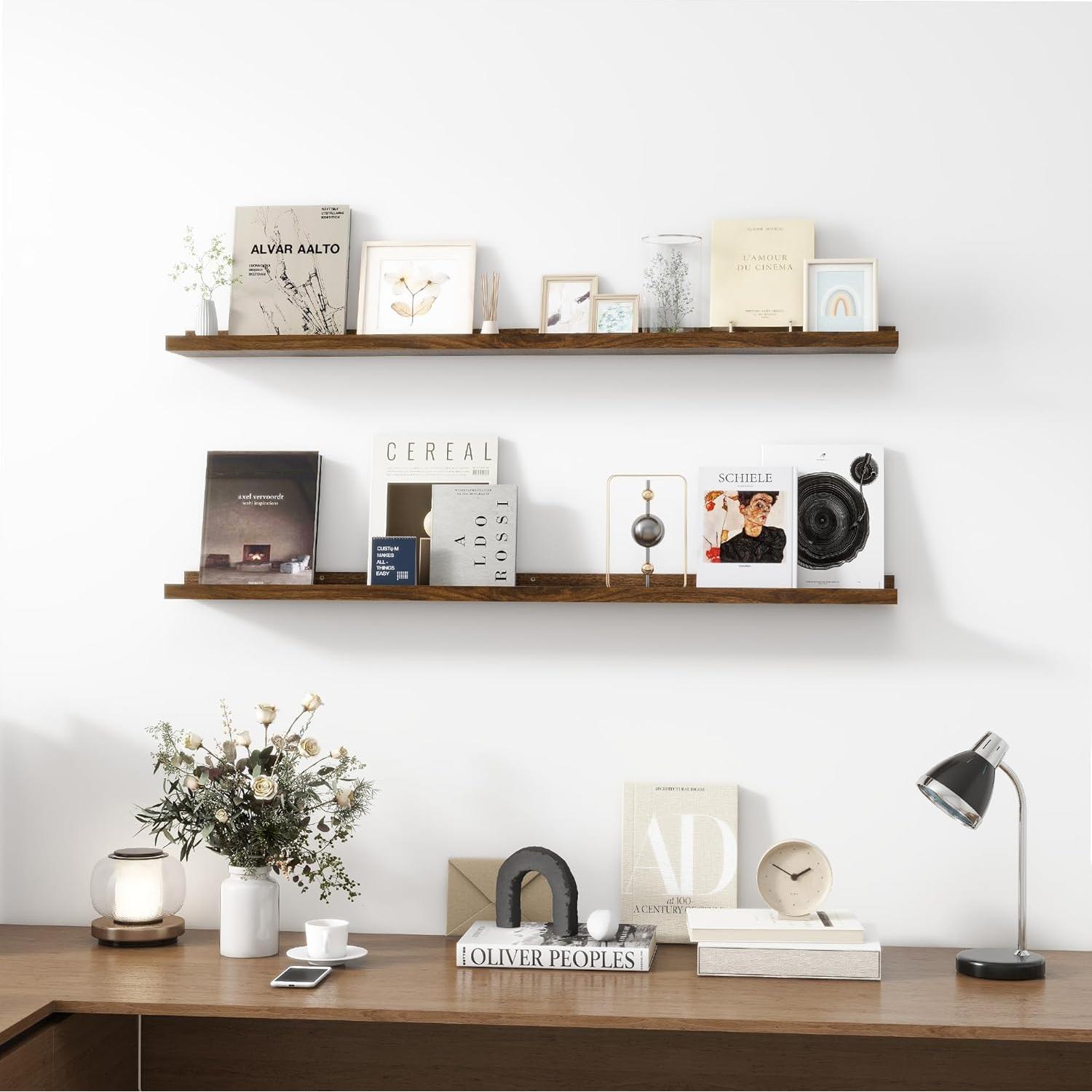 Estante Flotante Acovy 121.92 cm Madera Nogal para Fotos