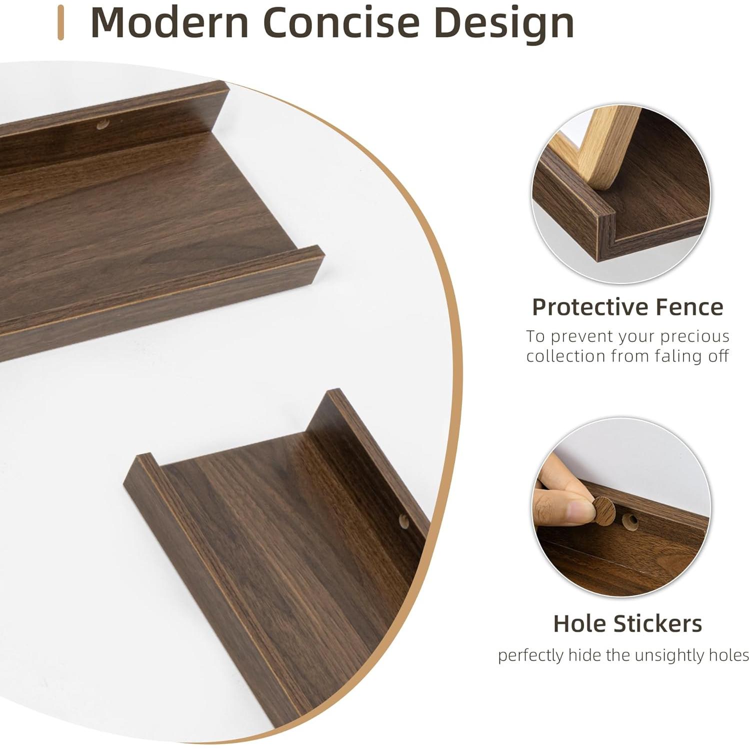 Estante Flotante Acovy 121.92 cm Madera Nogal para Fotos