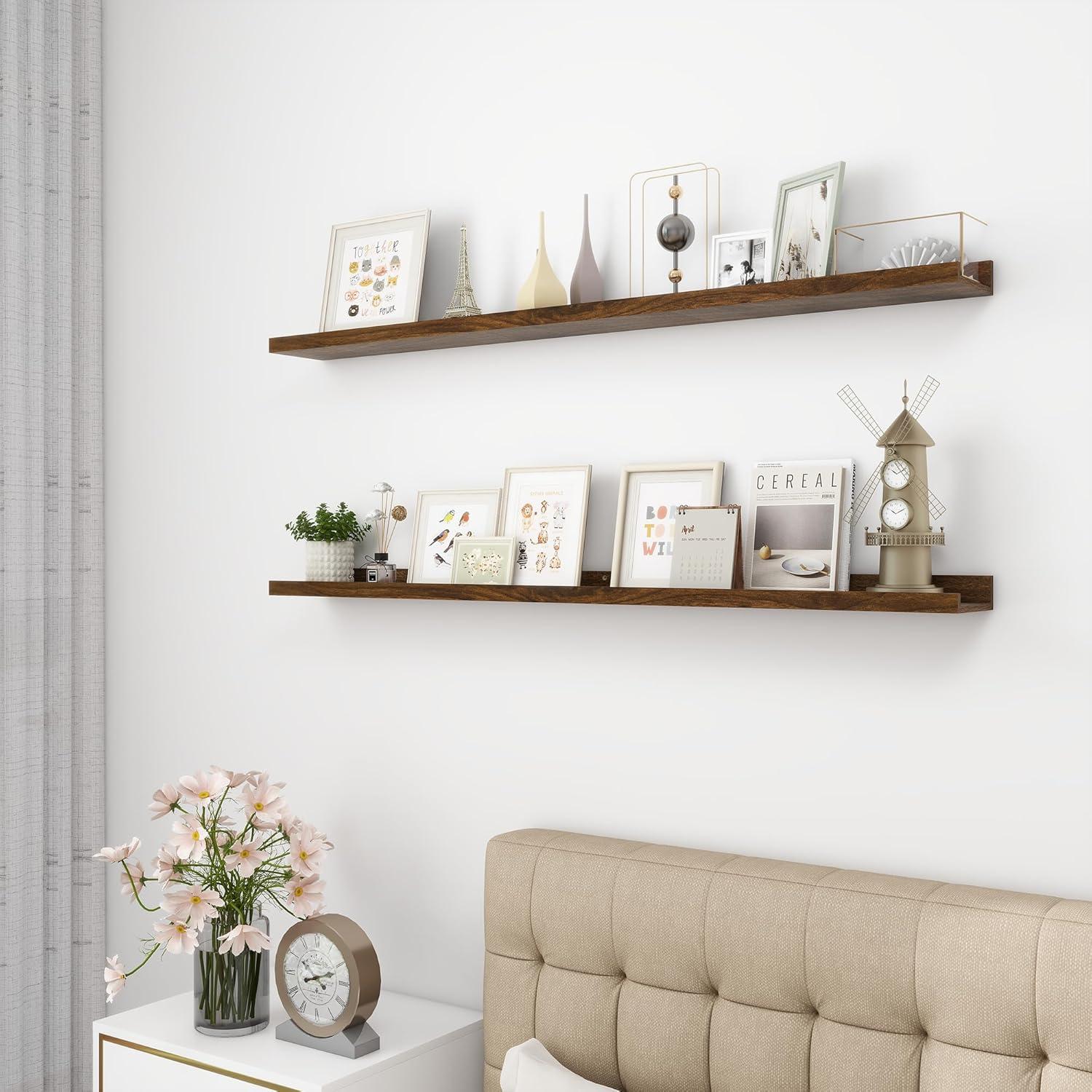 Estante Flotante Acovy 121.92 cm Madera Nogal para Fotos