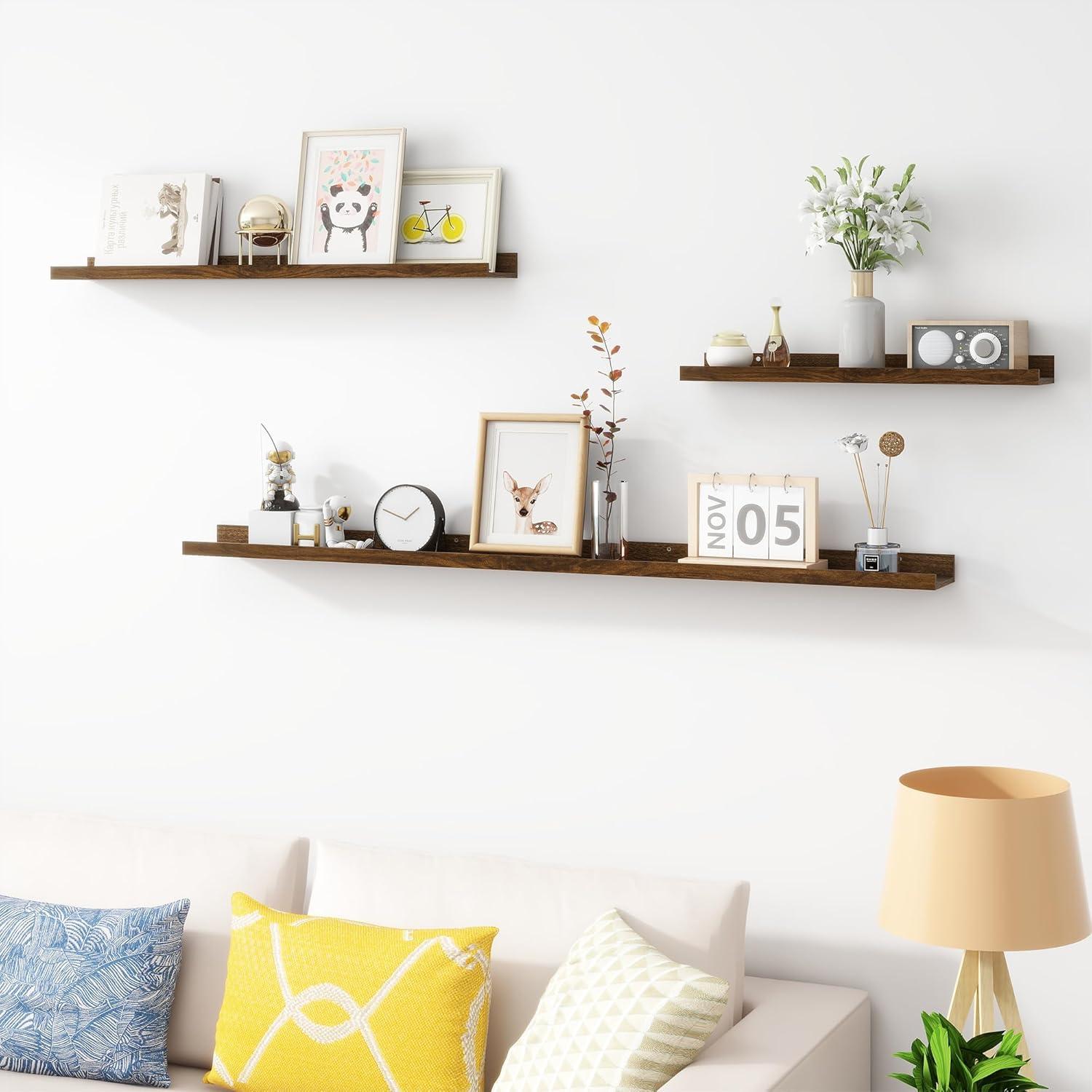 Estante Flotante Acovy 121.92 cm Madera Nogal para Fotos