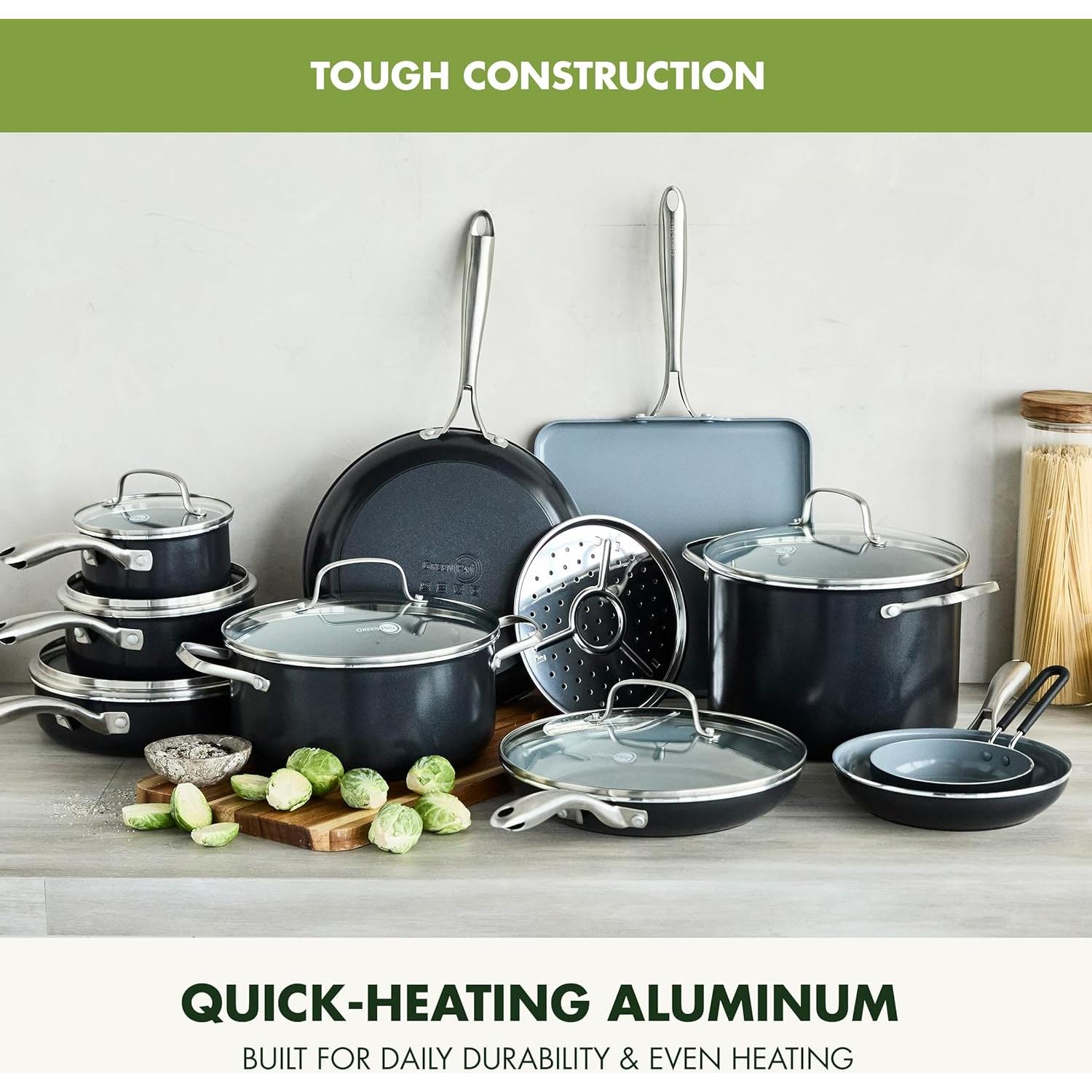 Juego de Utensilios de Cocina GreenPan 17 Piezas Cerámica Gris