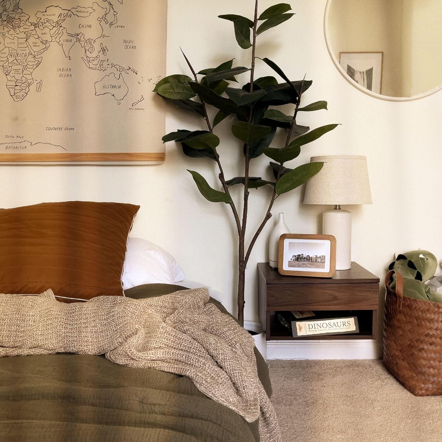 Mesita de Noche Flotante Moderna Nathan James Jackson Nogal