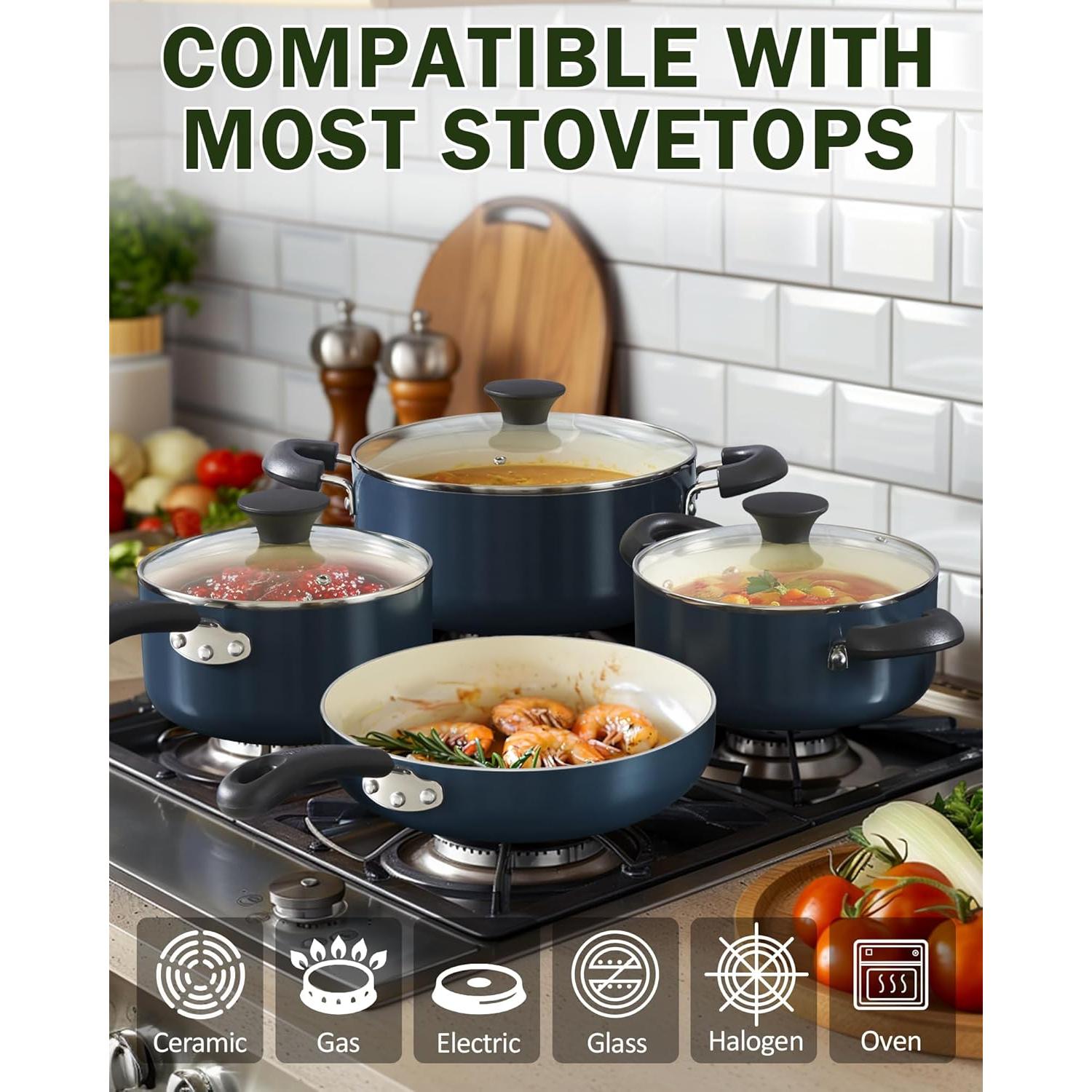 Juego de Ollas y Sartenes Cook N Home 10 Piezas Antiadherente