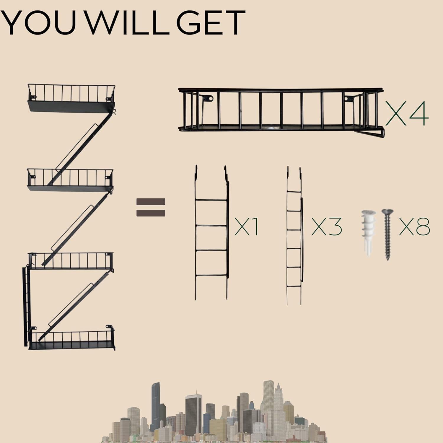 Estante de Pared de Escape de Fuego VERSATILE KAS Negro 4 Niveles