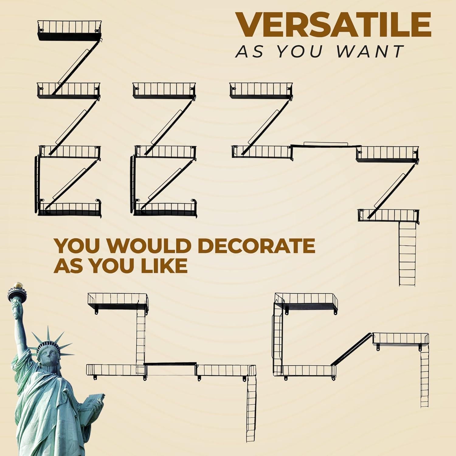 Estante de Pared de Escape de Fuego VERSATILE KAS Negro 4 Niveles