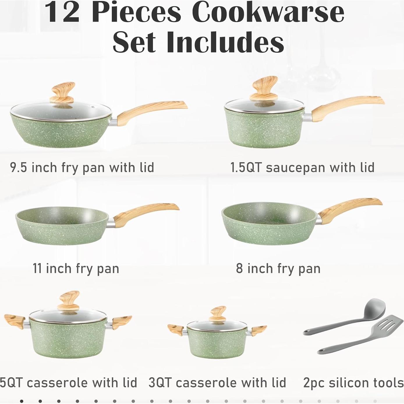 Juego de Ollas y Sartenes DishDelight 12 Piezas Antiadherente