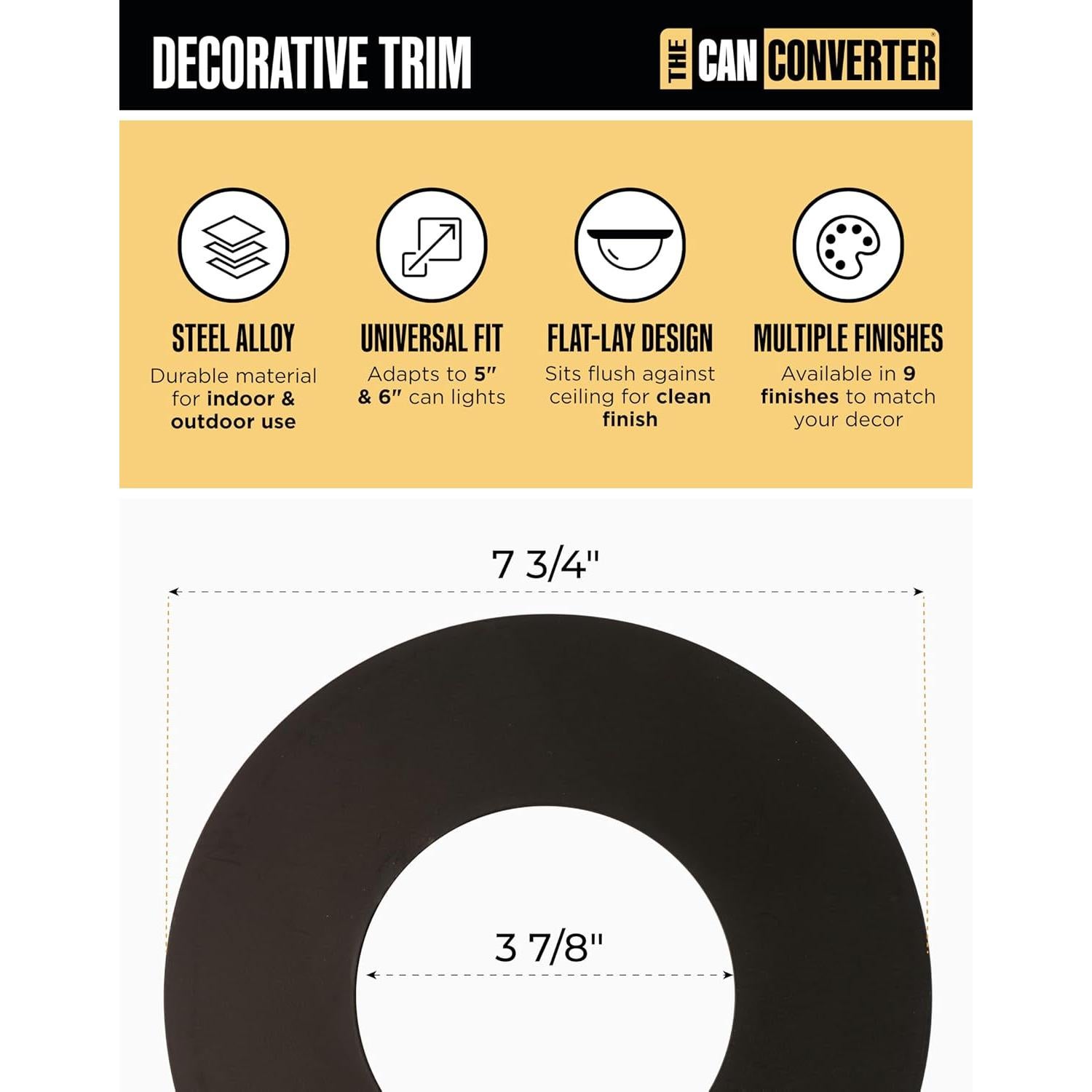 Medallón de Techo Redondo Plano El Convertidor de Lámpara 19.7cm Negro Mate