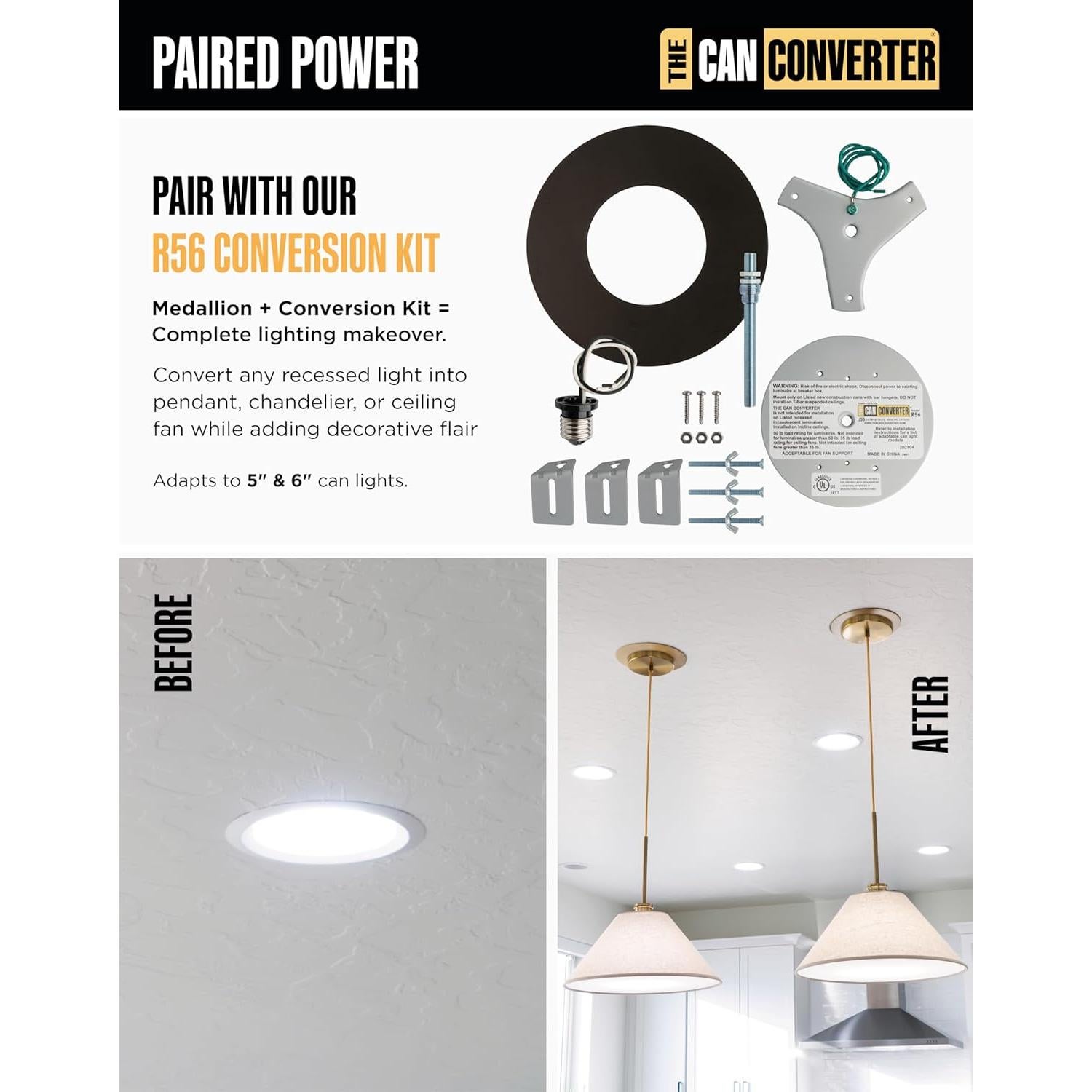 Medallón de Techo Redondo Plano El Convertidor de Lámpara 19.7cm Negro Mate