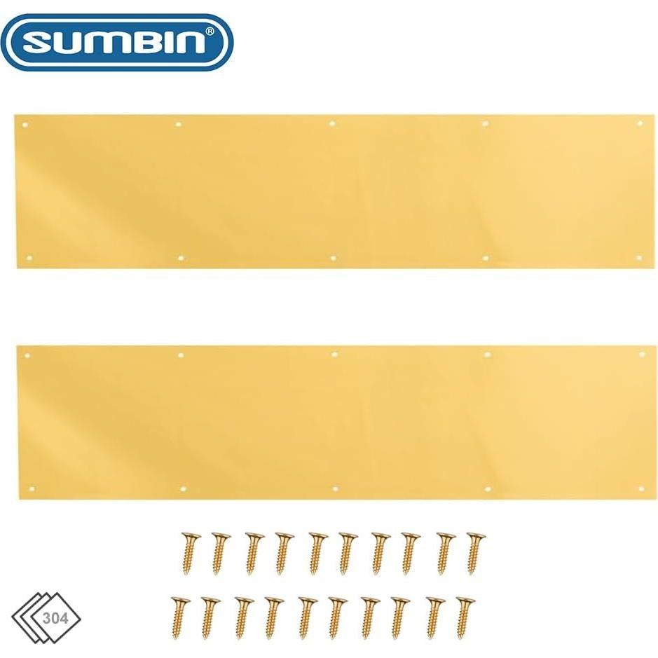 Juego de 2 Placas de Patada Acero Inoxidable 86 x 20 cm Latón Satinado