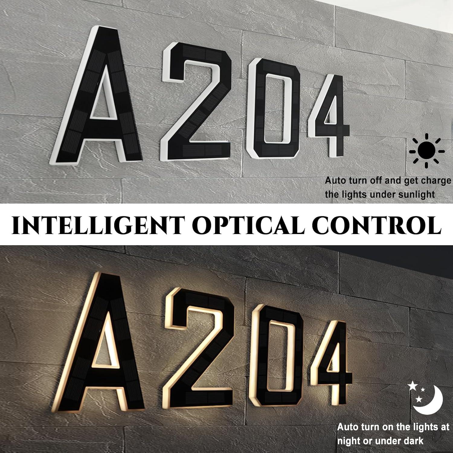 Números de Casa Iluminados Solares ISUNMEA 22.86 cm Negro