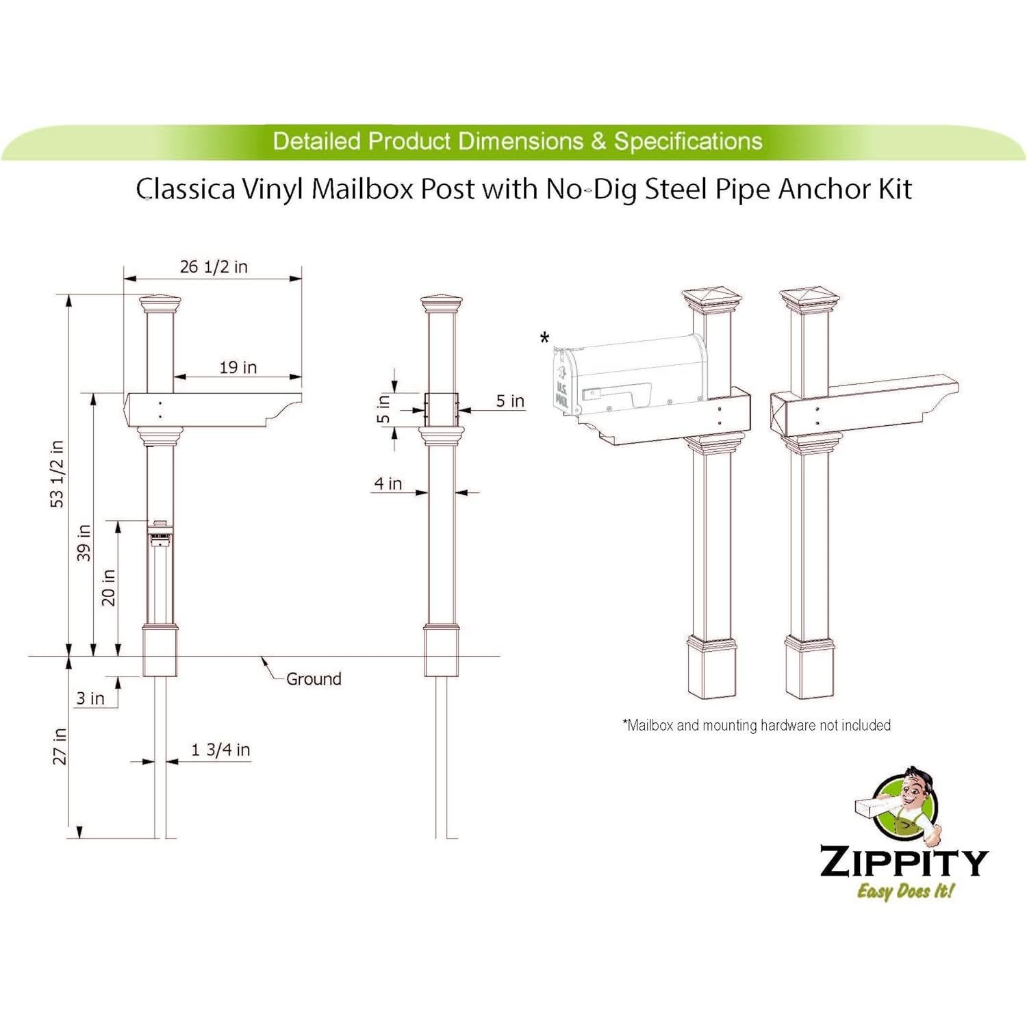Poste de Buzón Zippity Outdoor Products ZP19013 Blanco