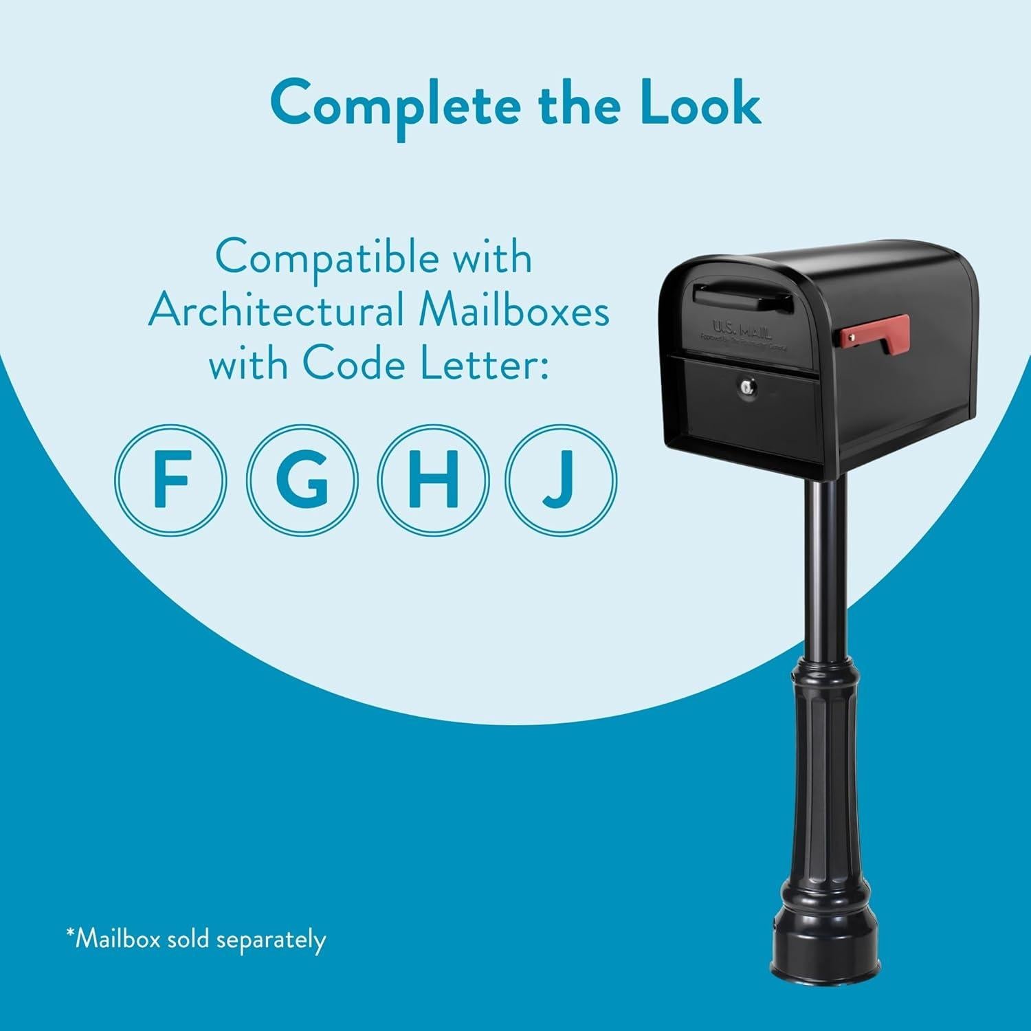 Poste de Buzón Arquitectónico 7507B Negro con Cubierta Decorativa