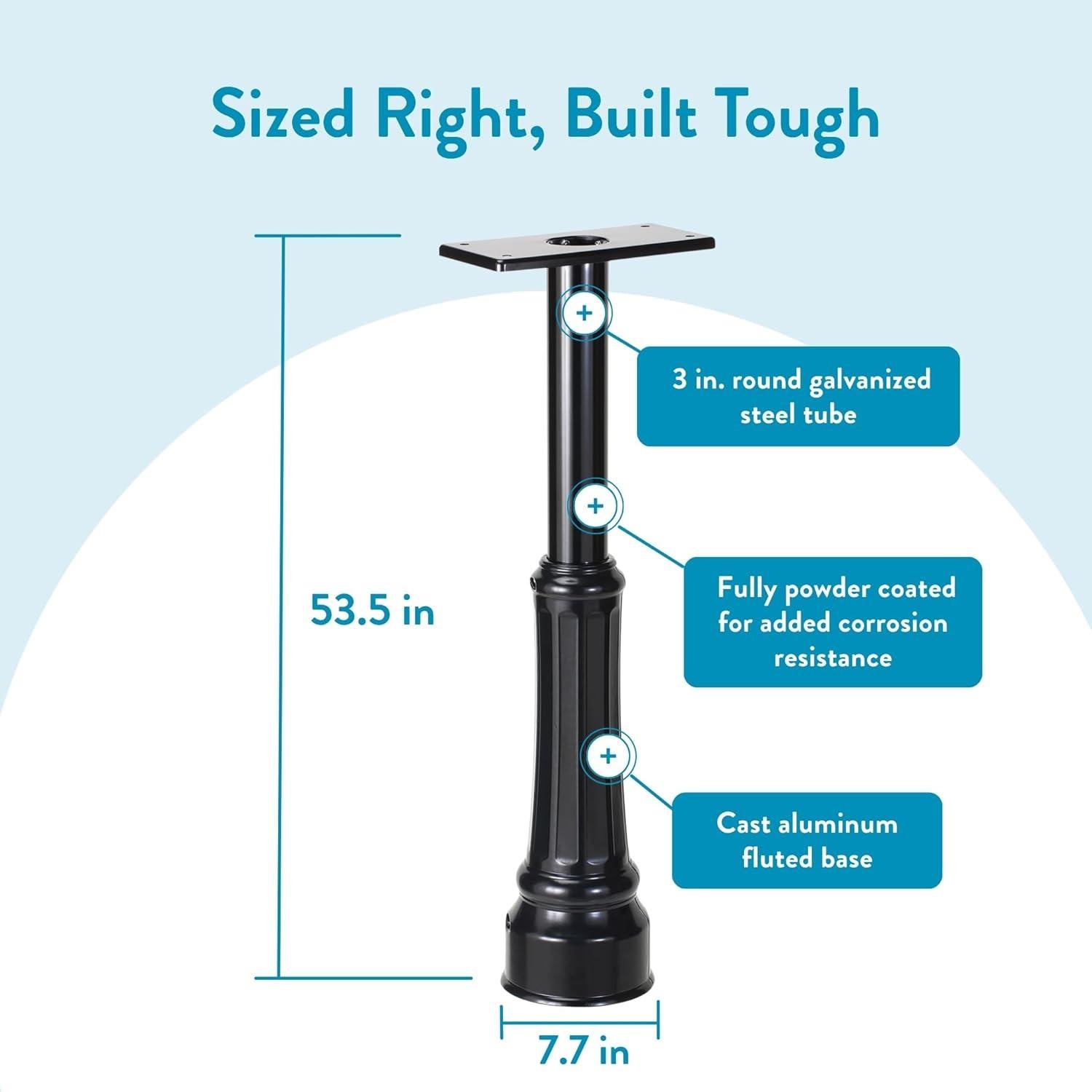 Poste de Buzón Arquitectónico 7507B Negro con Cubierta Decorativa