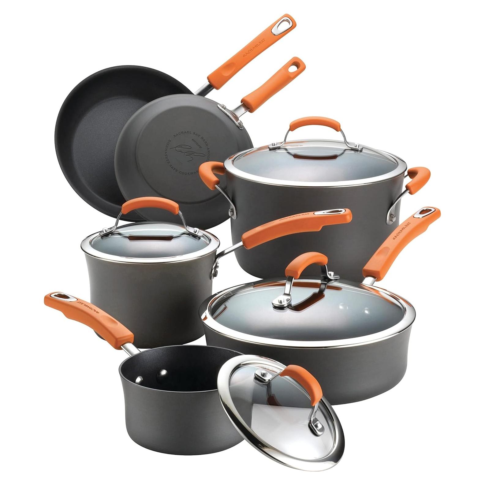 Juego de Utensilios de Cocina Rachael Ray 10 Piezas Gris Naranja