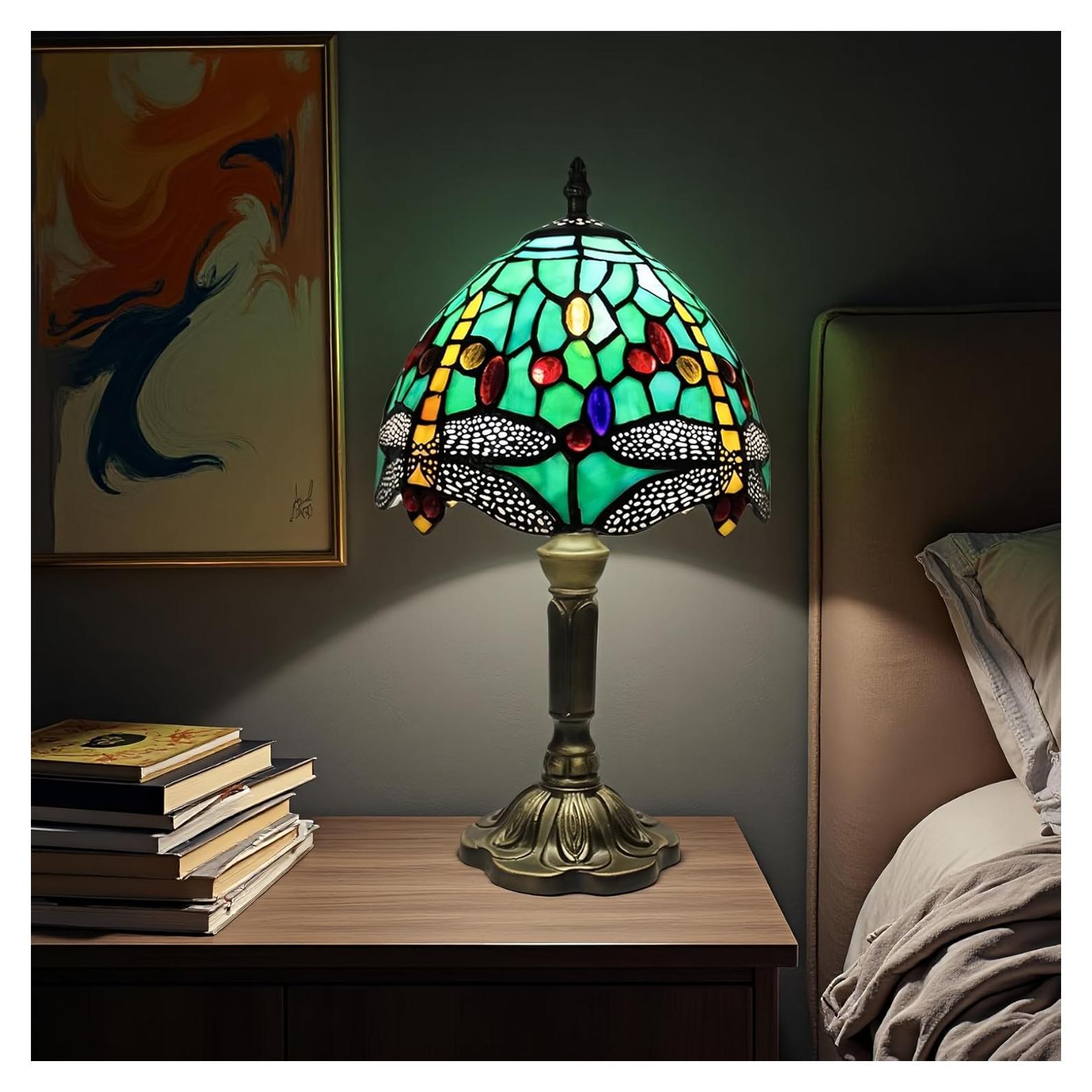 Lámpara de Mesa Tiffany Dragón 20.3cm Vidrio Templado LED