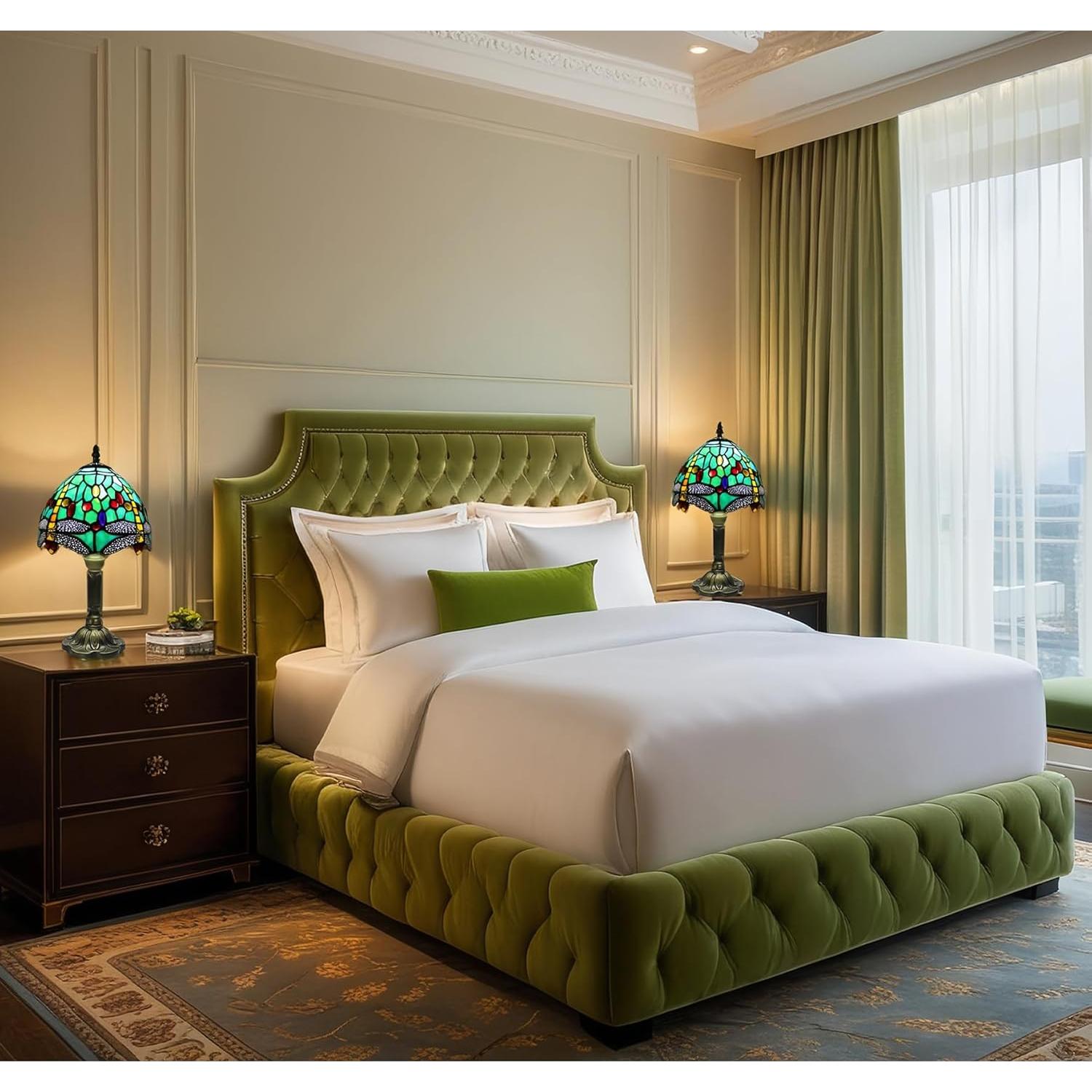 Lámpara de Mesa Tiffany Dragón 20.3cm Vidrio Templado LED