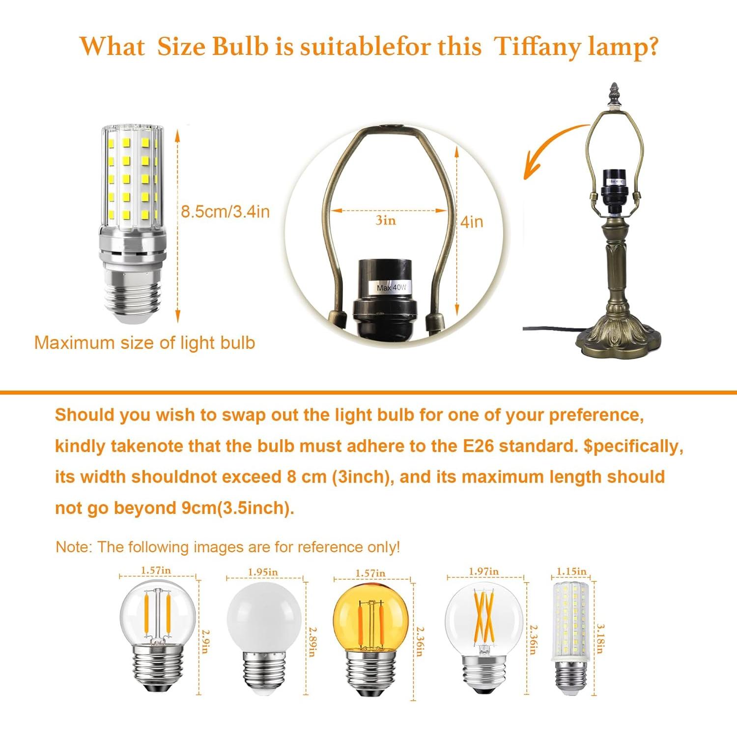 Lámpara de Mesa Tiffany Dragón 20.3cm Vidrio Templado LED