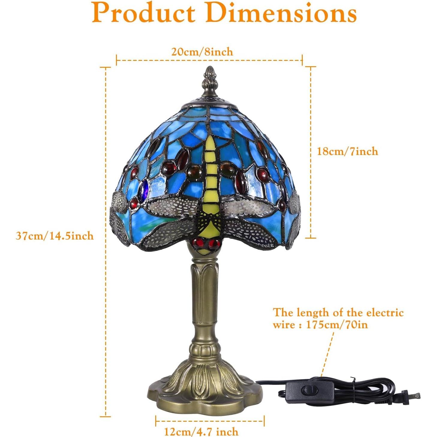 Lámpara de Mesa Tiffany Dragón 20.3cm Vidrio Templado LED