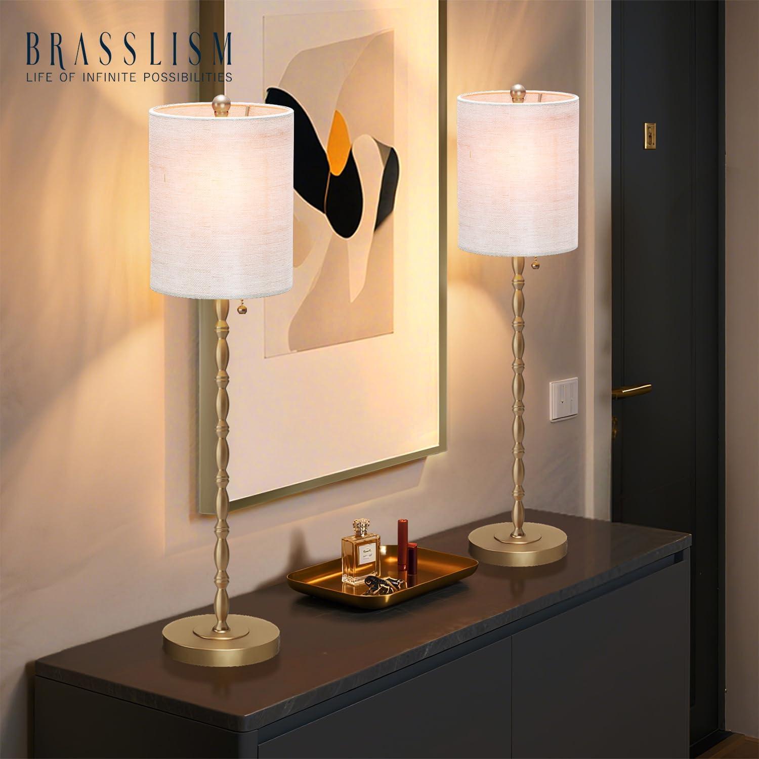 Juego de 2 Lámparas Buffet BRASSLISM 72.4 cm Latón Lino