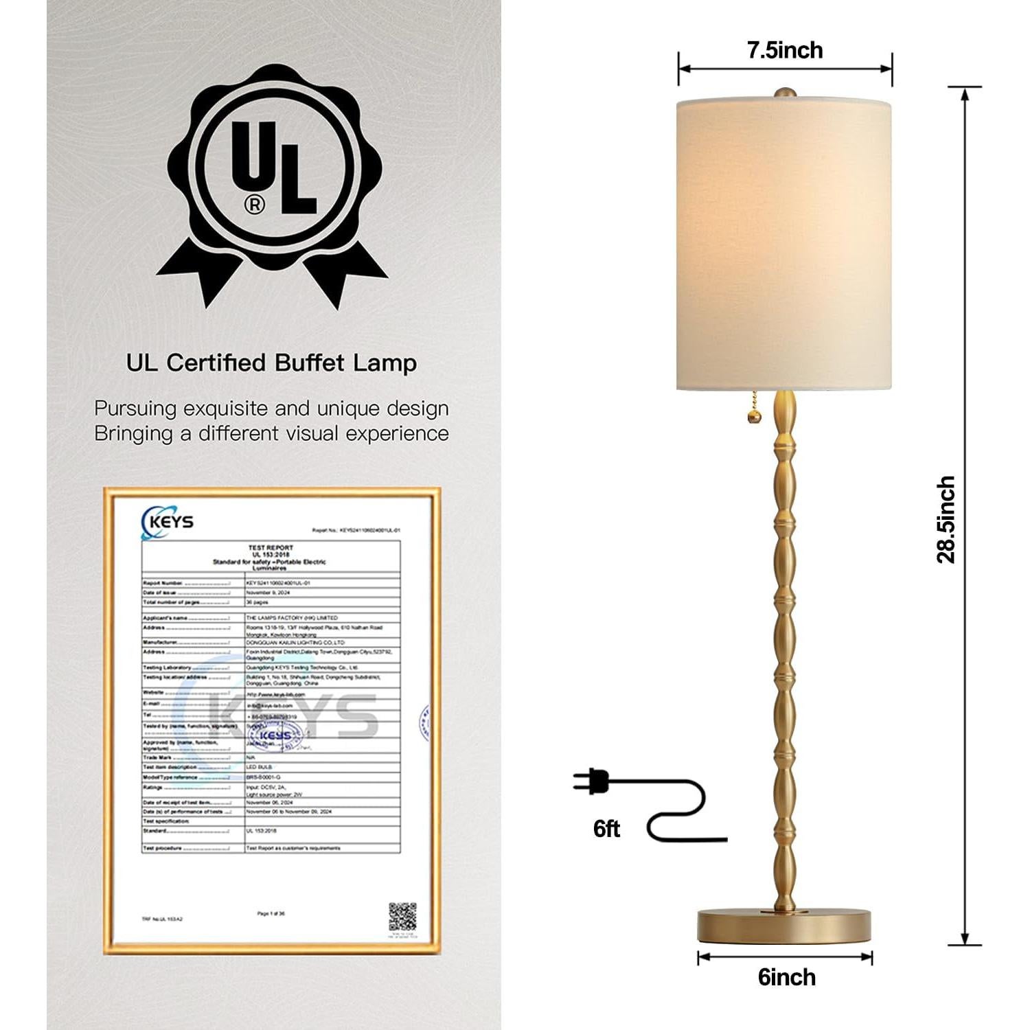 Juego de 2 Lámparas Buffet BRASSLISM 72.4 cm Latón Lino