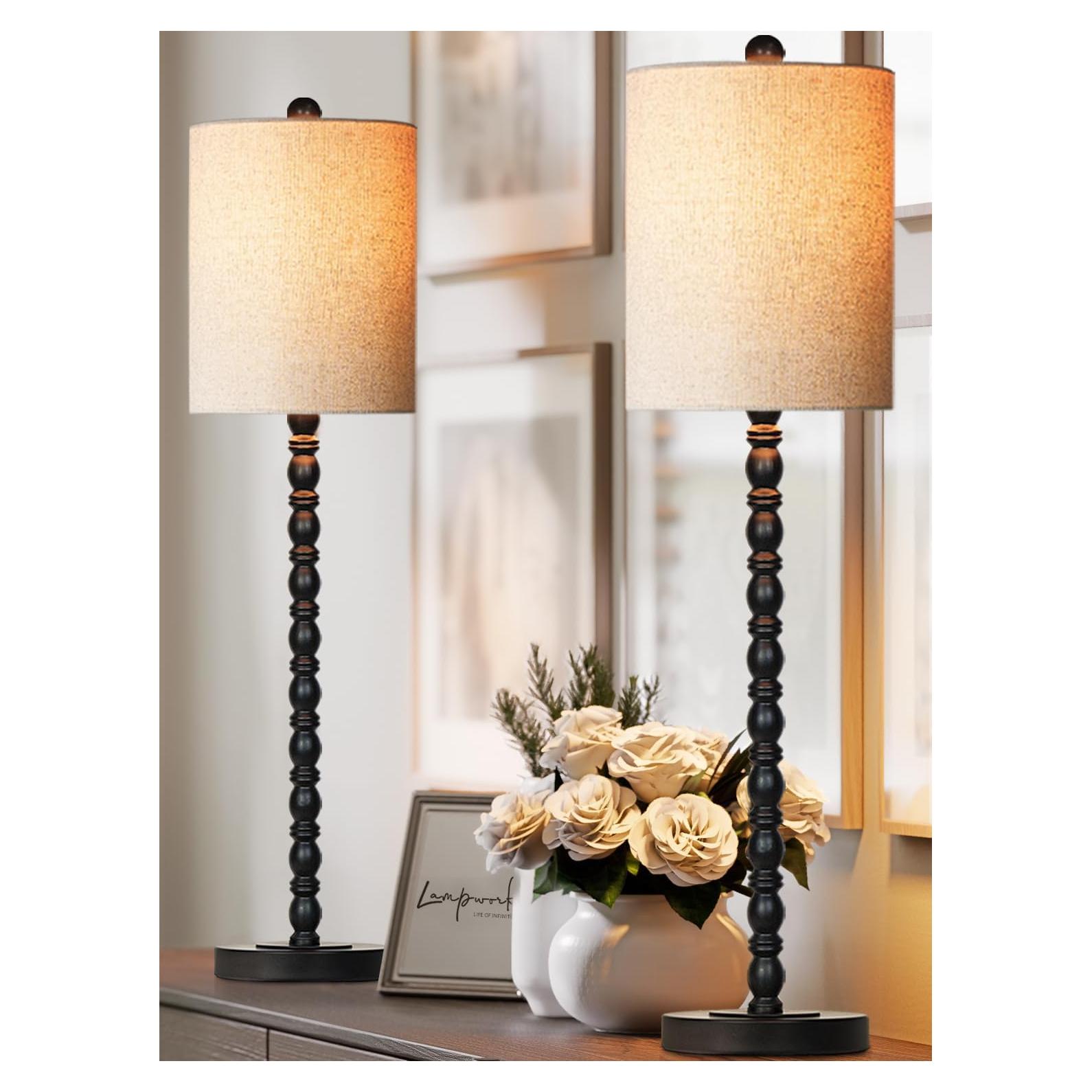Juego de 2 Lámparas de Mesa Lampworks 76 cm Negro Mate