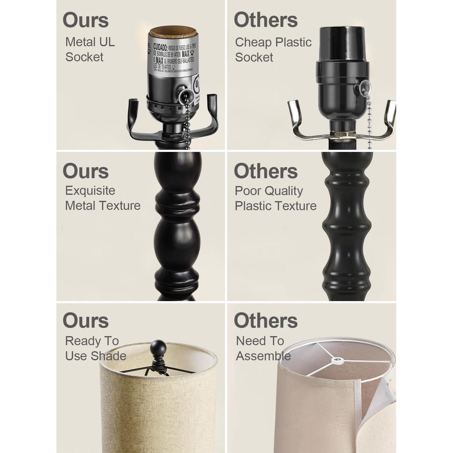 Juego de 2 Lámparas de Mesa Lampworks 76 cm Negro Mate