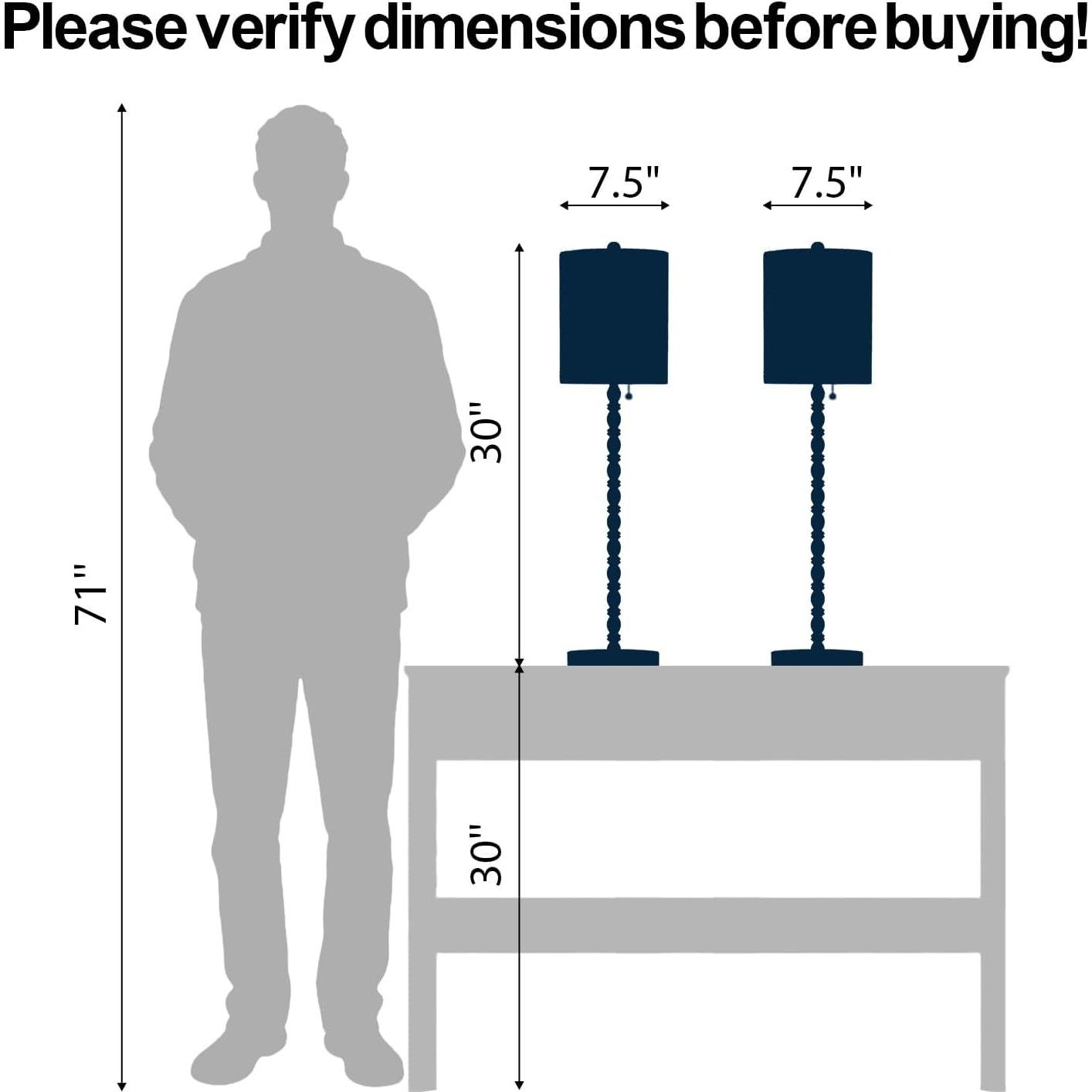 Juego de 2 Lámparas de Mesa Lampworks 76 cm Negro Mate