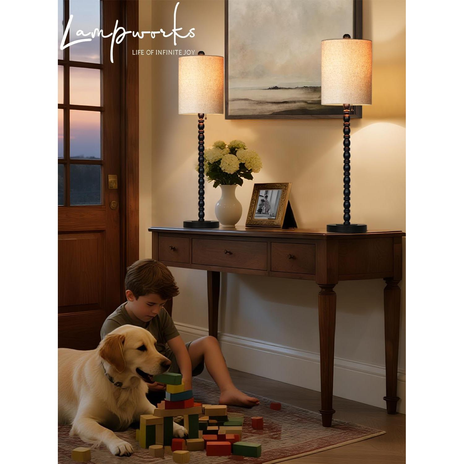 Juego de 2 Lámparas de Mesa Lampworks 76 cm Negro Mate