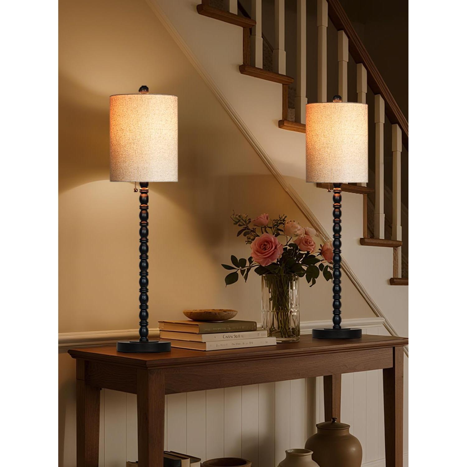 Juego de 2 Lámparas de Mesa Lampworks 76 cm Negro Mate