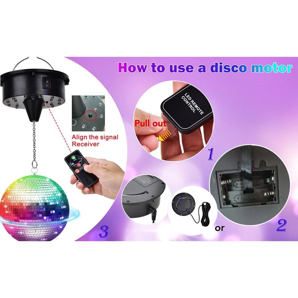 Bola de Espejos con Motor TAIKUU 6" a 12" Ajustable