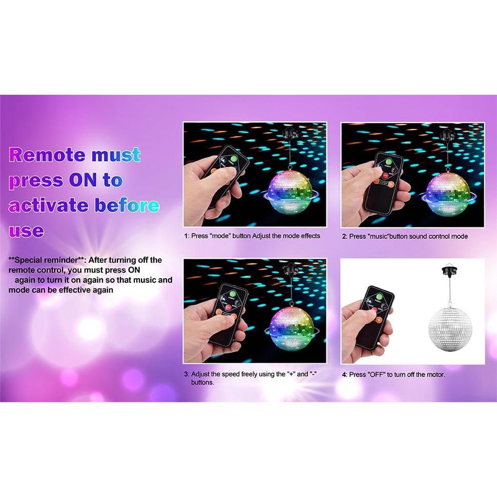 Bola de Espejos con Motor TAIKUU 6" a 12" Ajustable