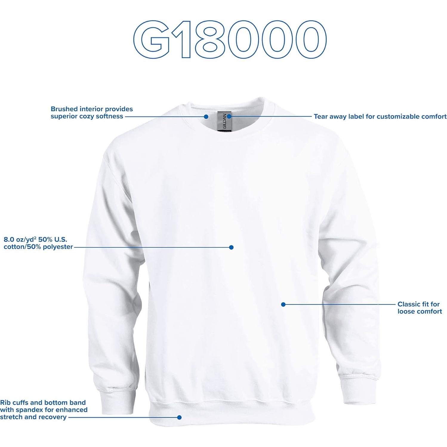 Sudadera Gildan G18000 unisex felpa 50% algodón 50% poliéster