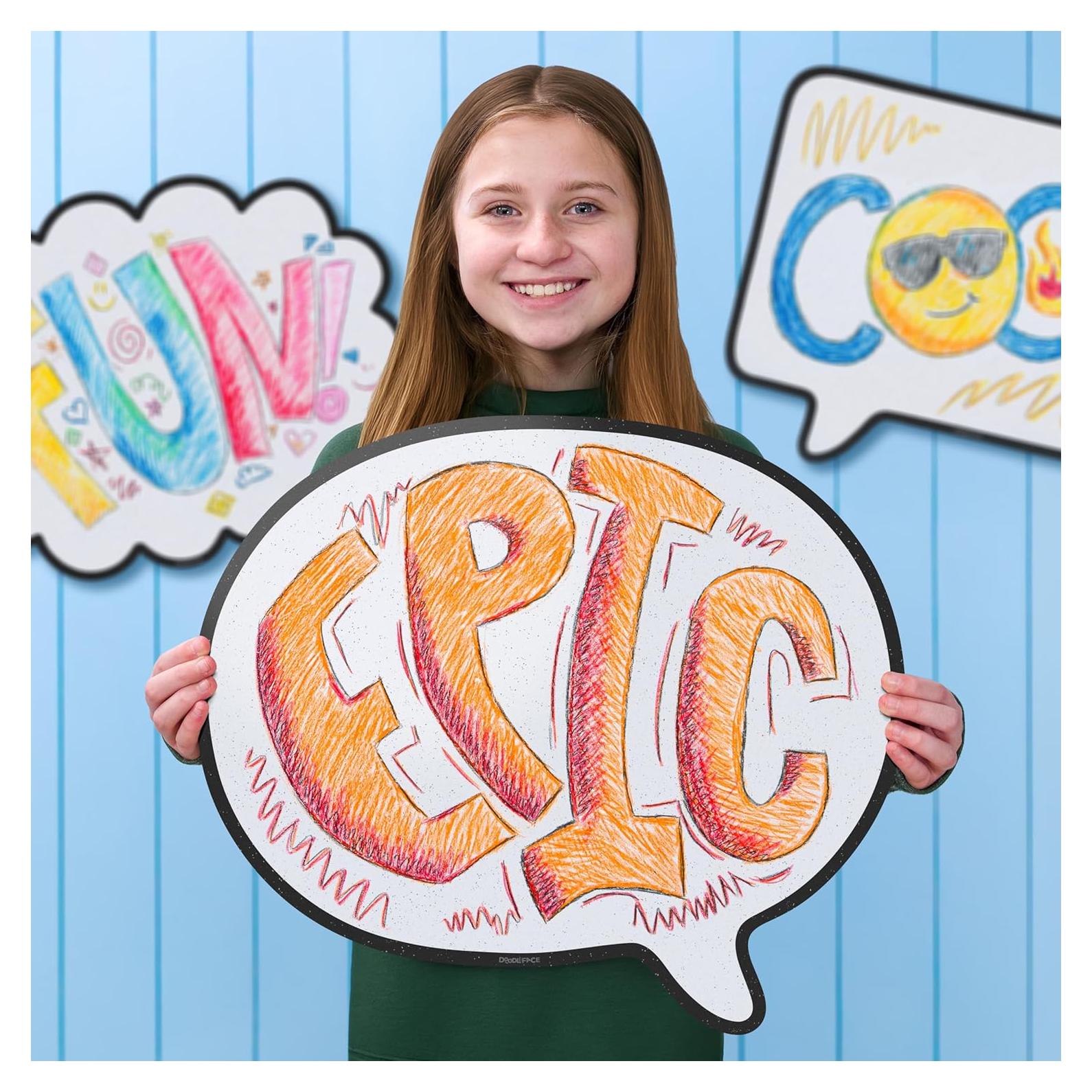 Tablero de Crayones DoodleFace Redondo 48x56 cm Borrado en Seco