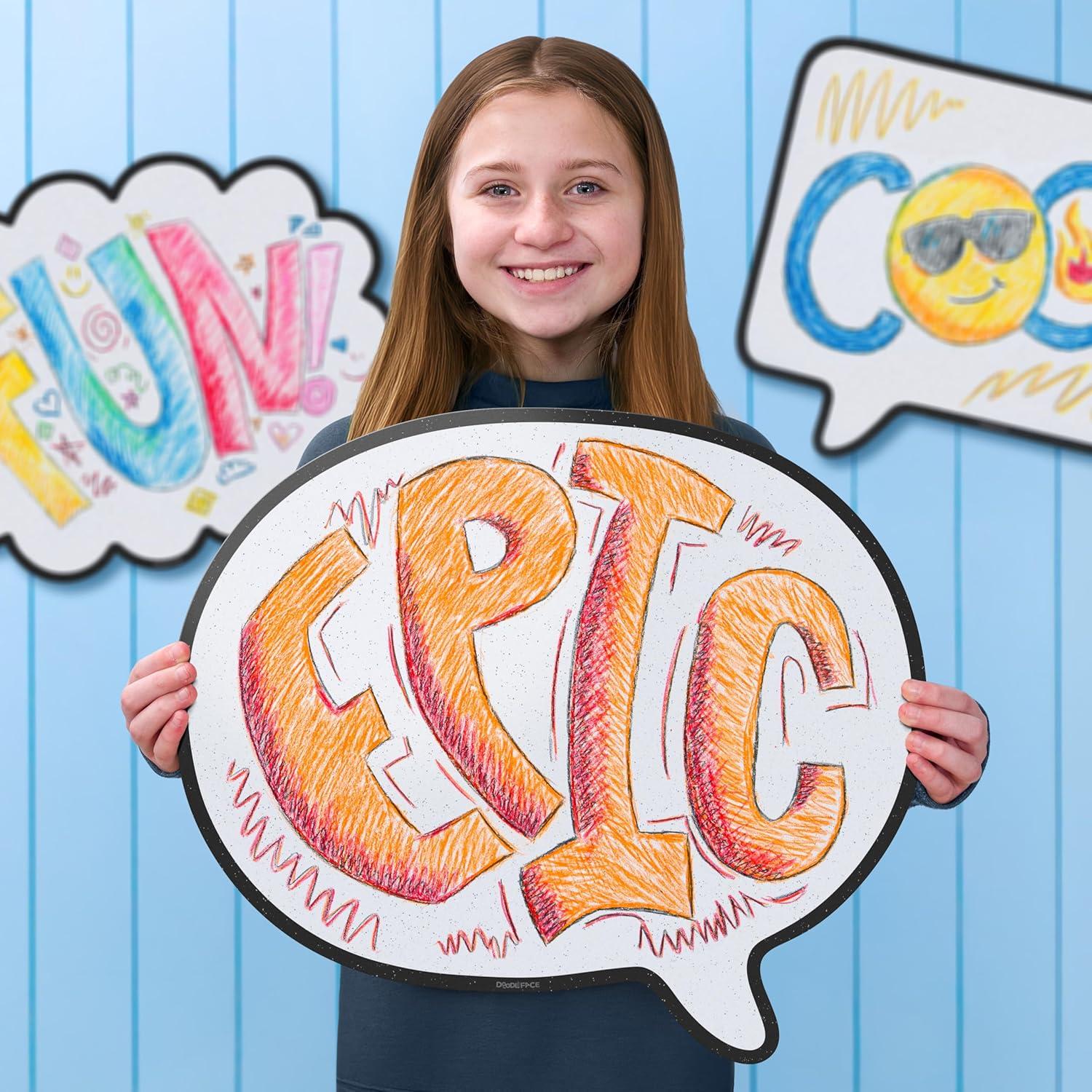 Tablero de Crayones DoodleFace Redondo 48x56 cm Borrado en Seco