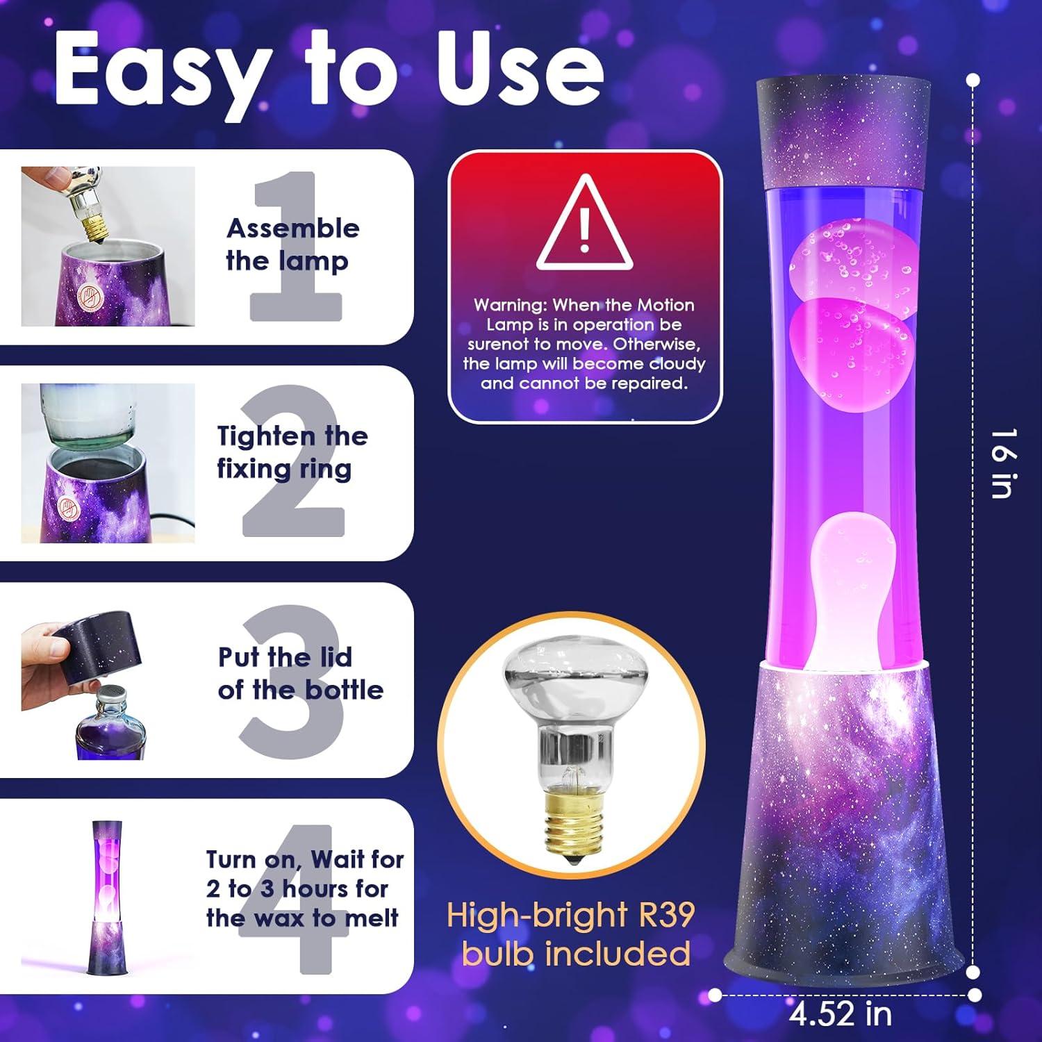 Lámpara de Movimiento Líquido Morado y Blanco - Luz Relajante