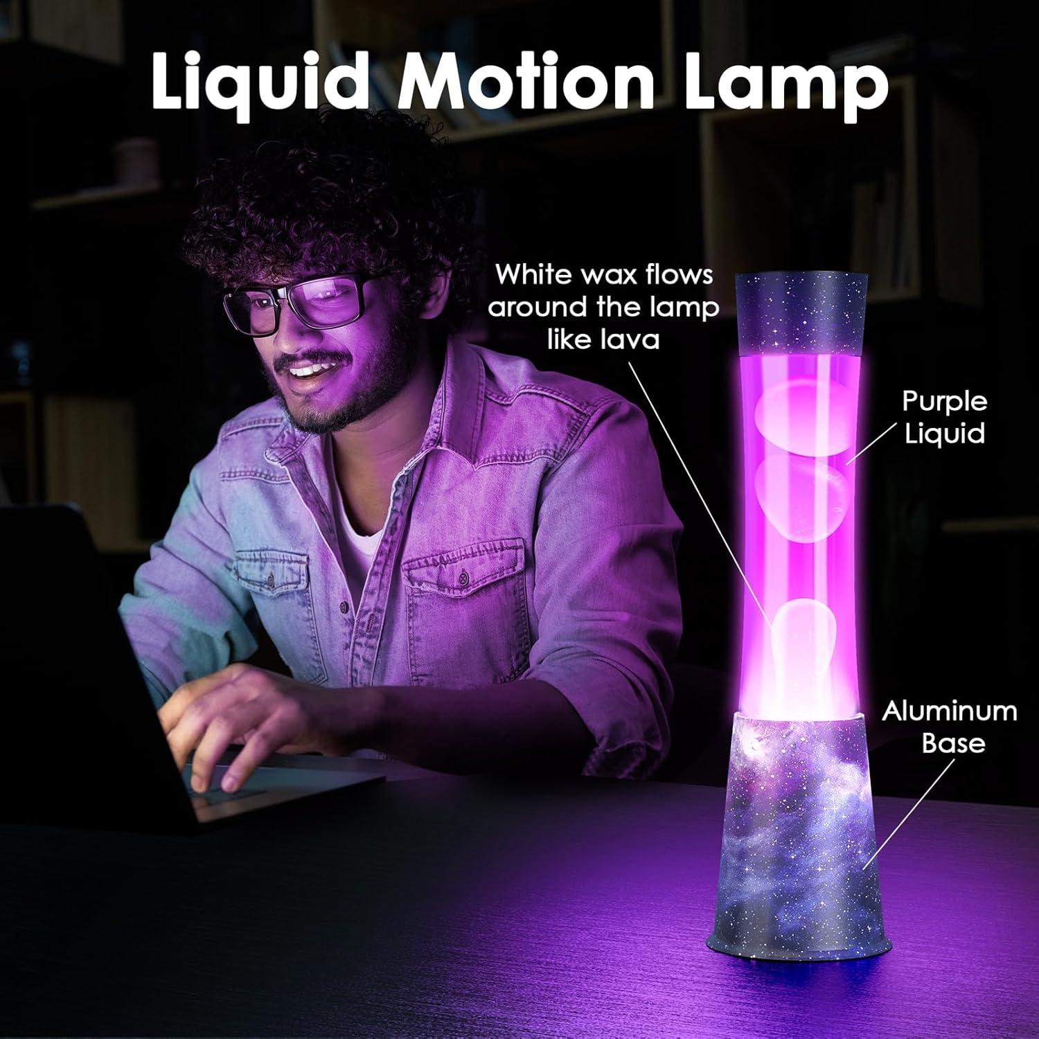 Lámpara de Movimiento Líquido Morado y Blanco - Luz Relajante