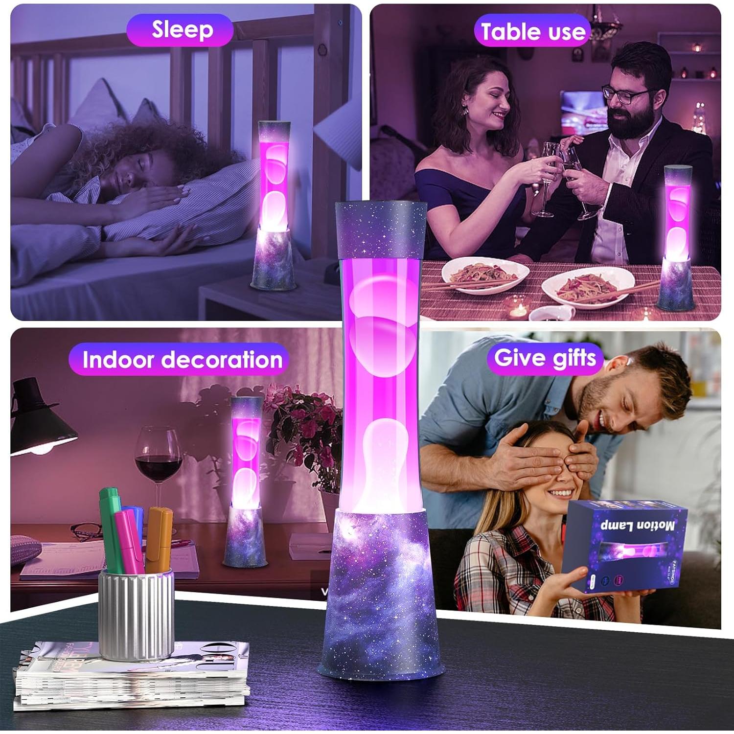 Lámpara de Movimiento Líquido Morado y Blanco - Luz Relajante