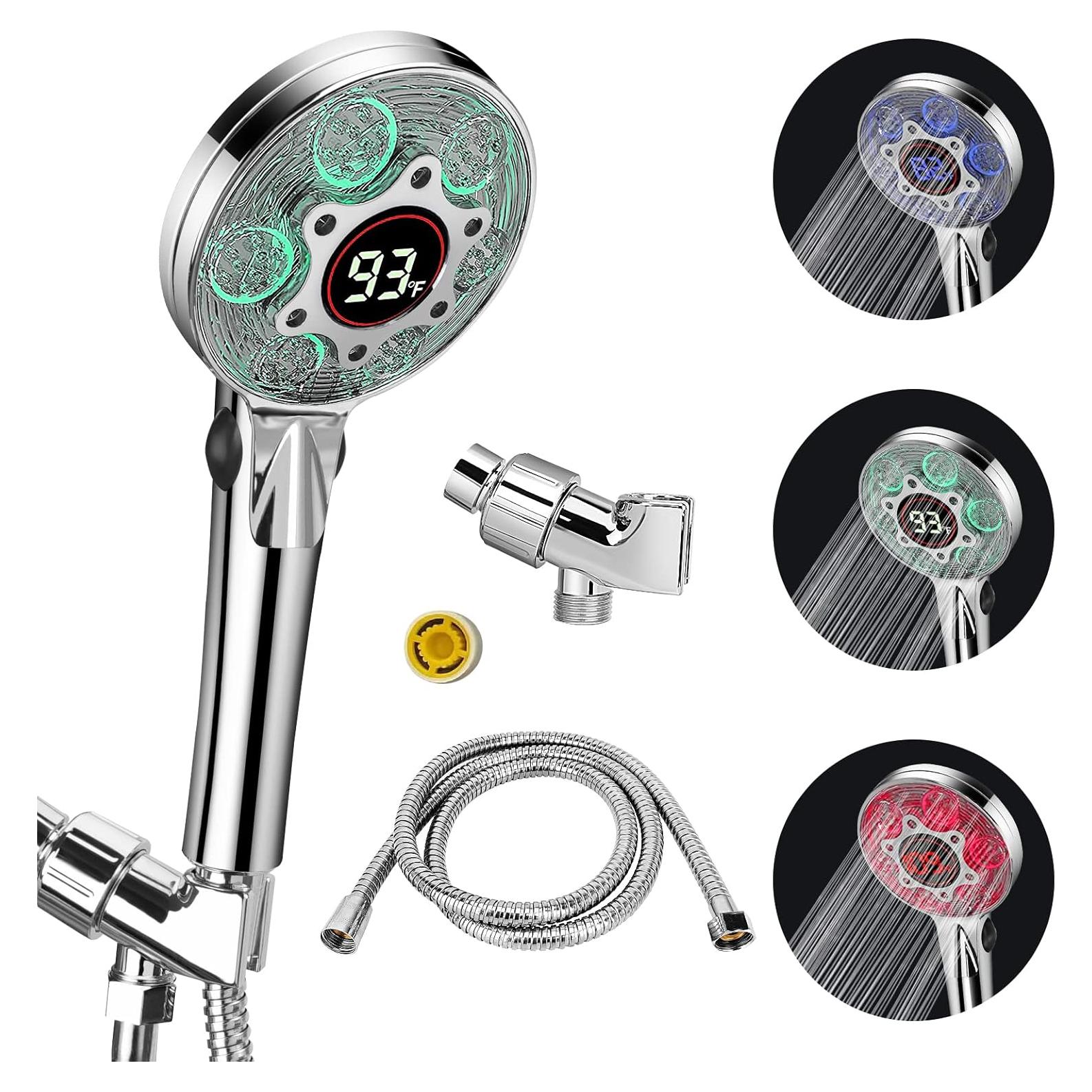 Cabezal de Ducha LED JIEYUMJ con Manguera 150 cm y Alta Presión