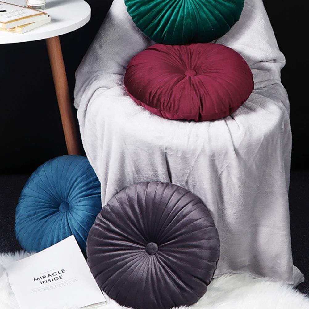 Cojín Redondo Decorativo Teieas Terciopelo Azul Lago 35x8cm