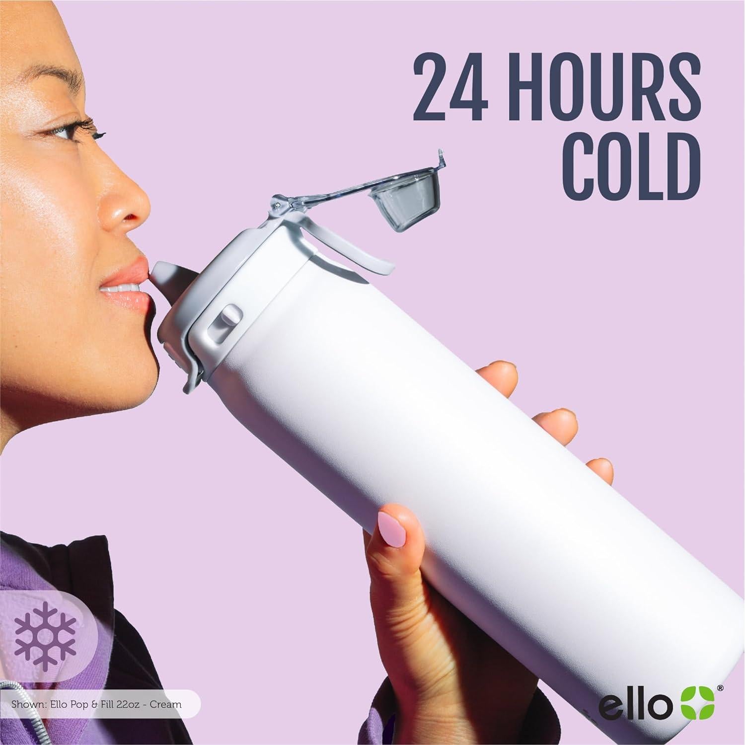 Botella de Agua Ello Pop & Fill 650ml Aislada y a Prueba de Fugas