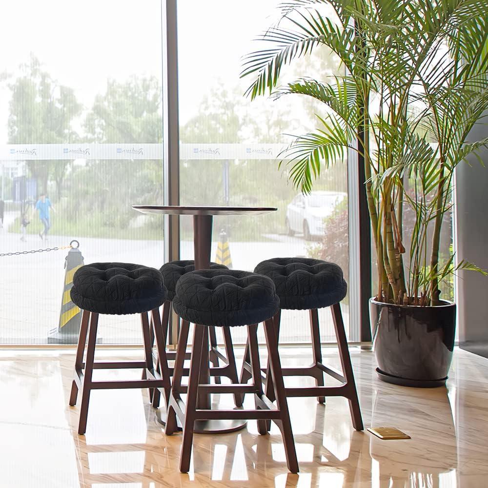 Cojín de Asiento Redondo BUYUE 33 cm Negro Jacquard Antideslizante