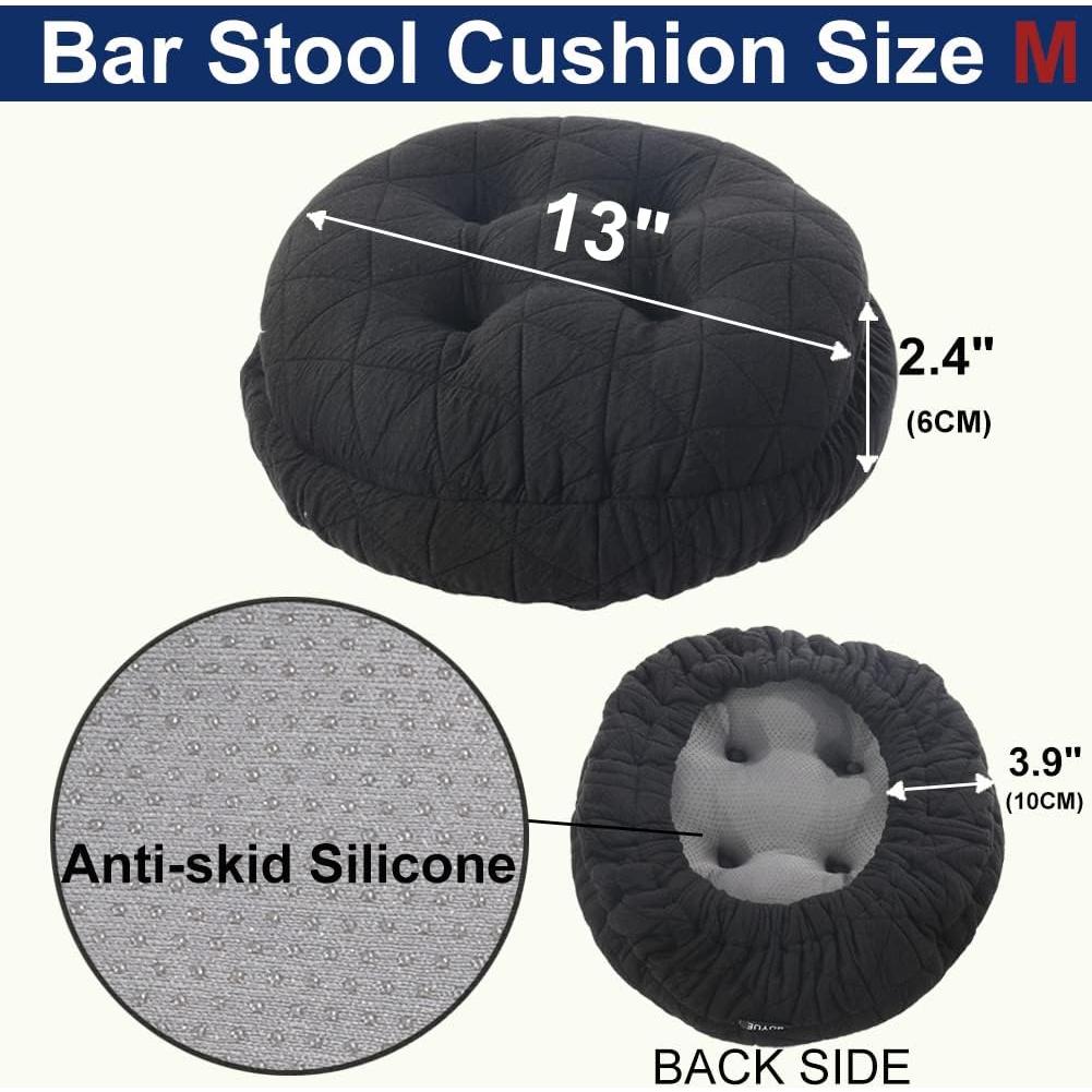 Cojín de Asiento Redondo BUYUE 33 cm Negro Jacquard Antideslizante