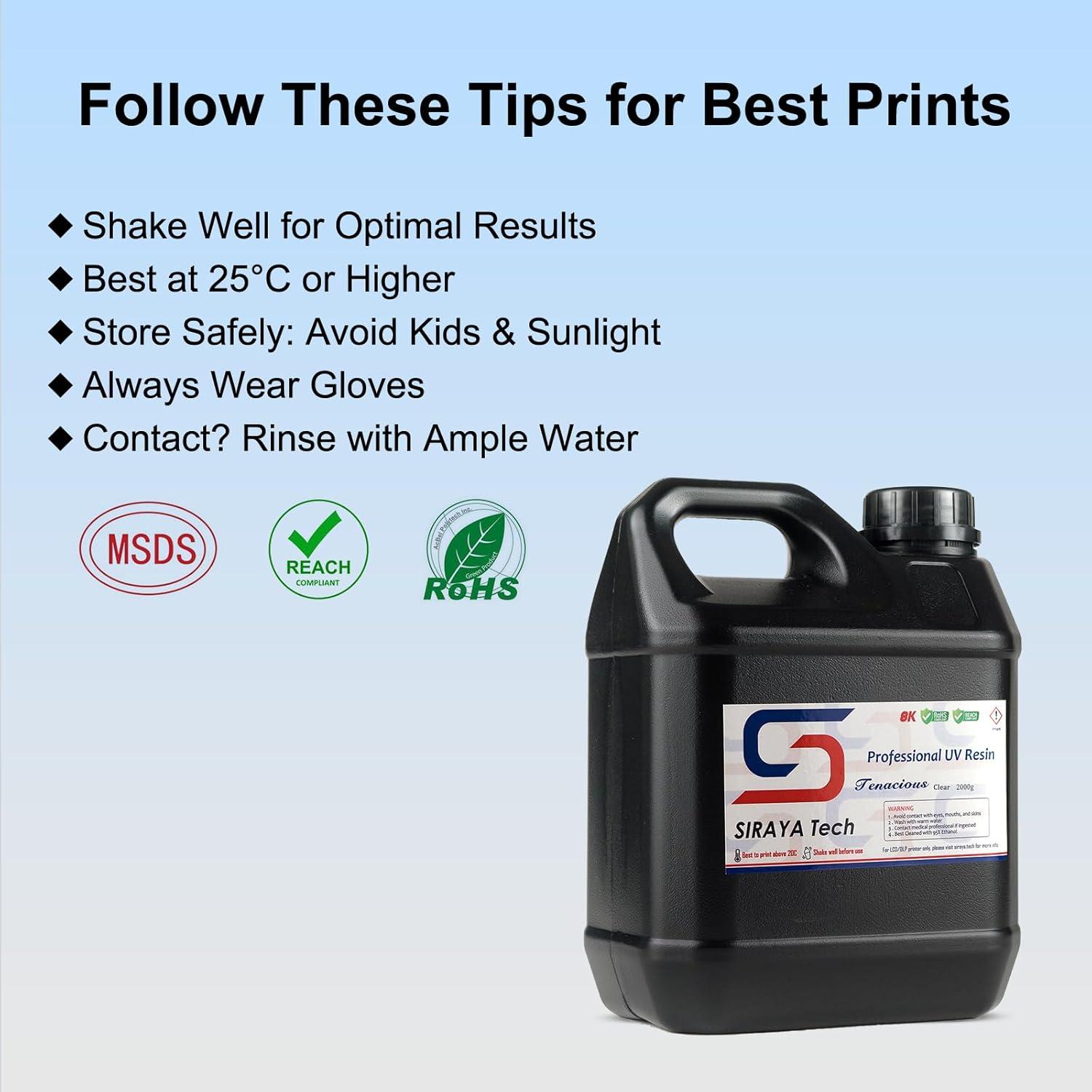 Resina Flexible 405nm Siraya Tech Tenacious 2000g Transparente