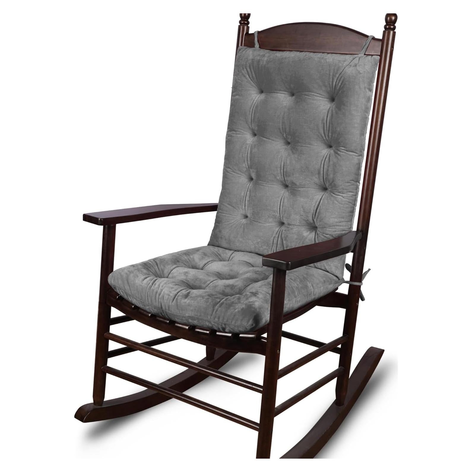 Cojín de Silla Mecedora ELFJOY 2 Piezas Gris con Respaldo